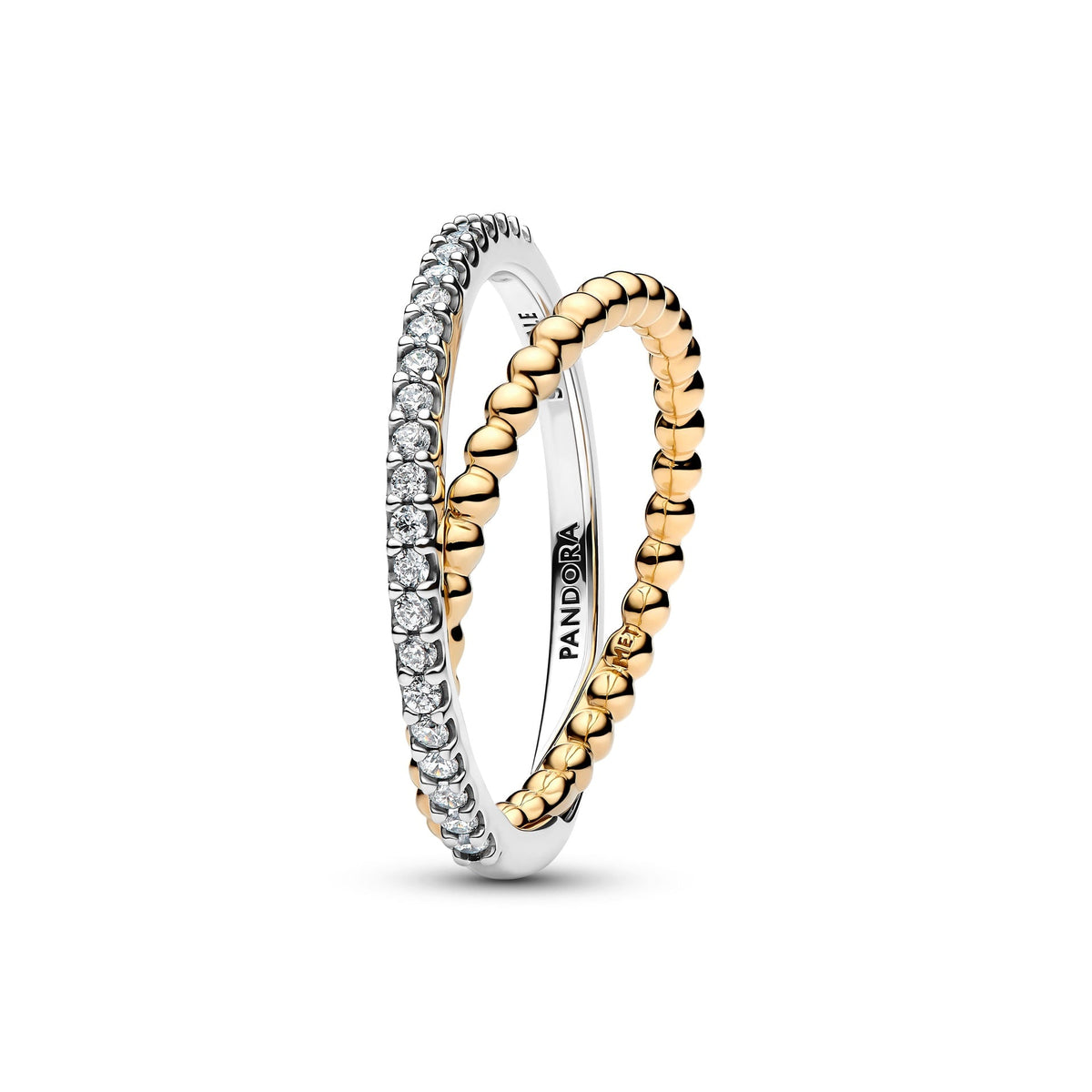 Pandora Crossover Beads & Pavé Double Band Ring