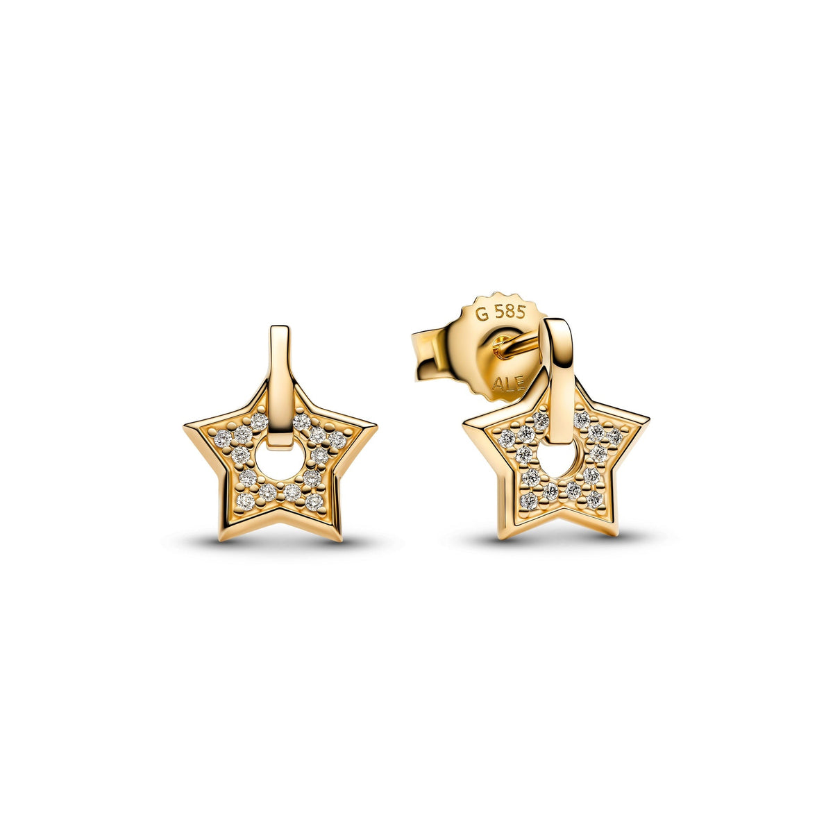 Pandora Talisman 14k Gold Lab-grown Diamond Pavé Star Stud Earrings