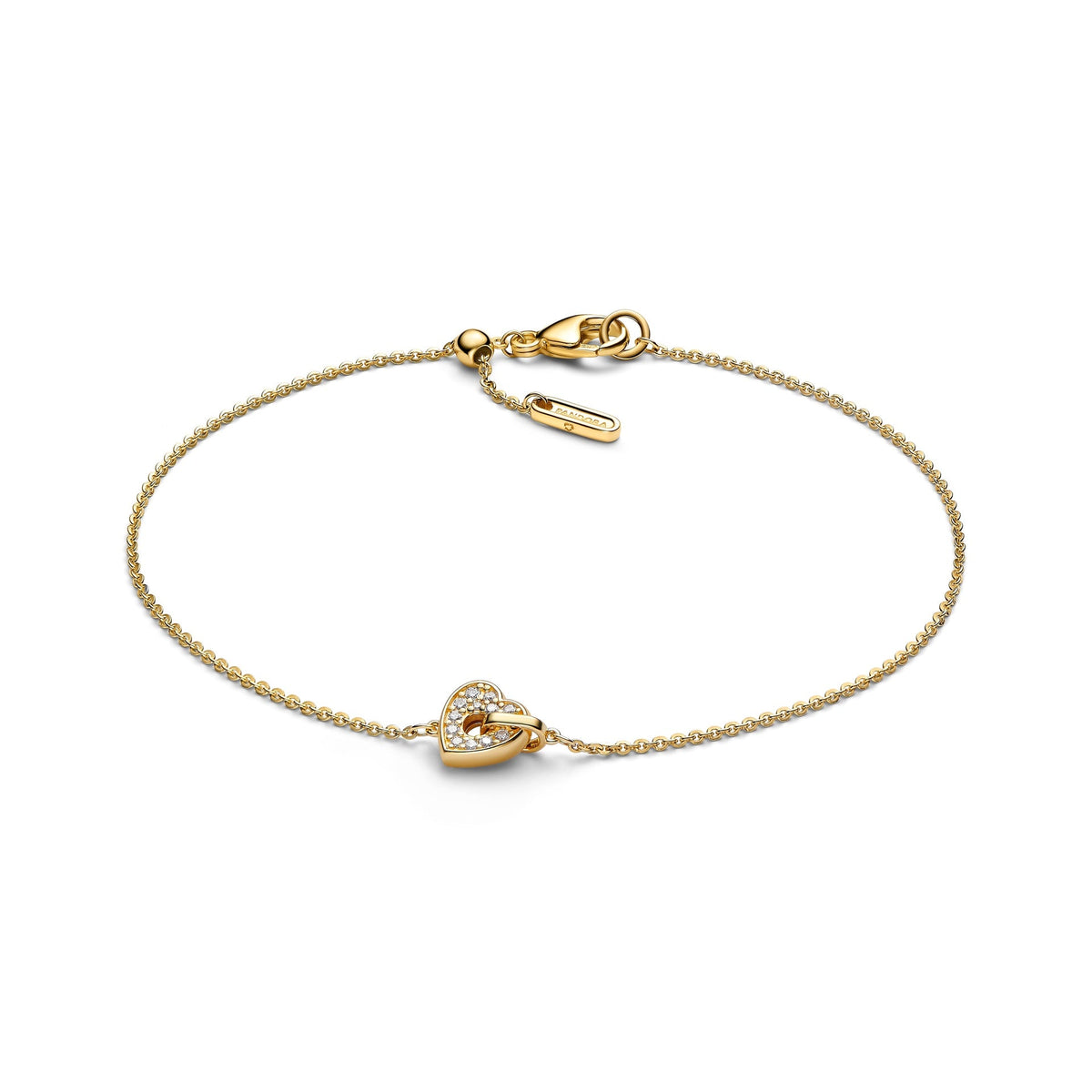 Pandora Talisman 14k Gold Lab-grown Diamond Pavé Heart Chain Bracelet