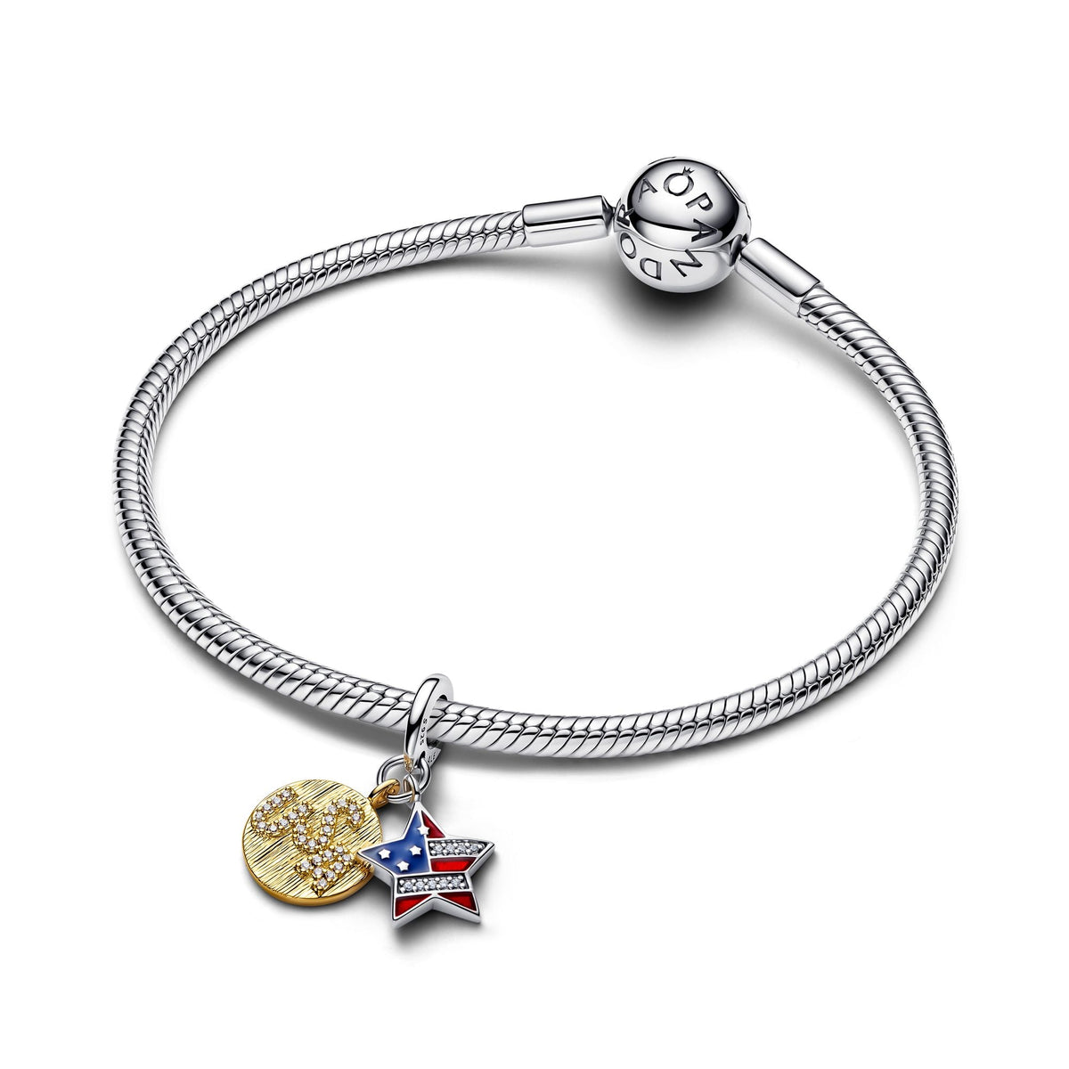 Pandora USA Flag Star Double Dangle