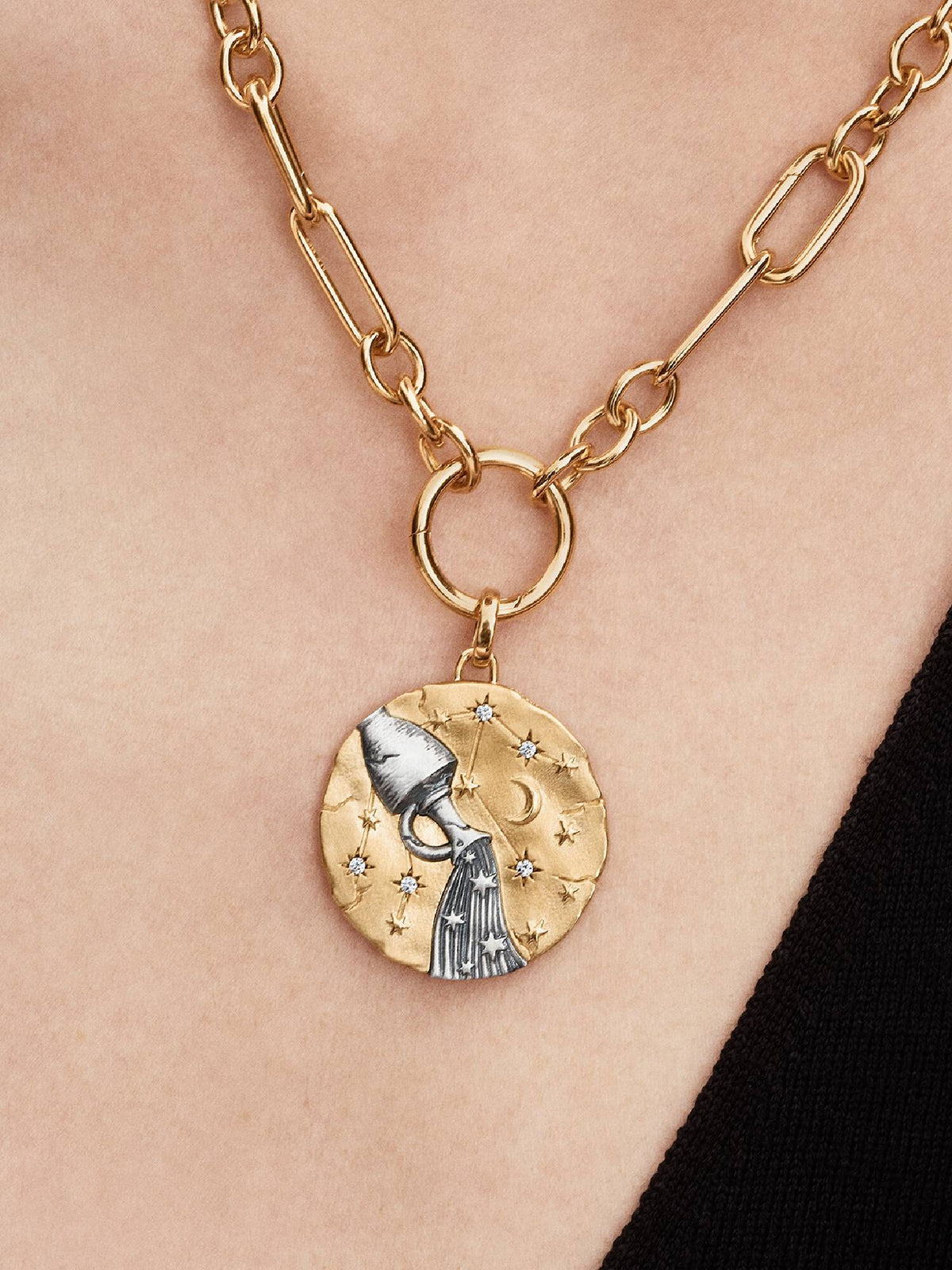 Pandora Aquarius Zodiac Oversized Medallion Charm