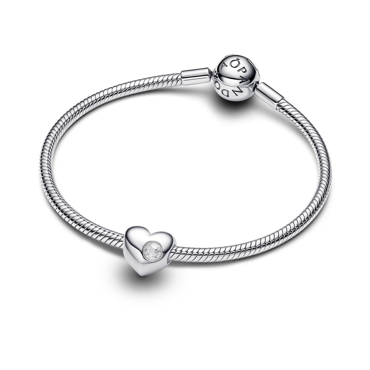 Pandora Engravable Clear Stone Heart Charm