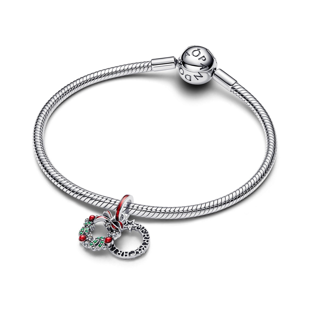 Pandora Holiday Wreath Double Dangle Charm