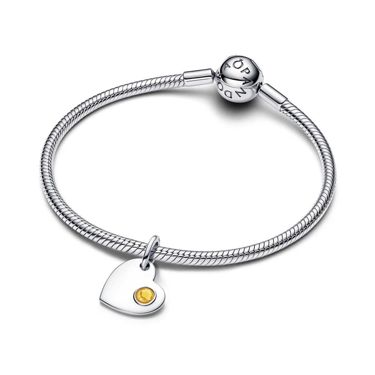 Pandora November Engravable Heart Honey Stone Dangle Charm
