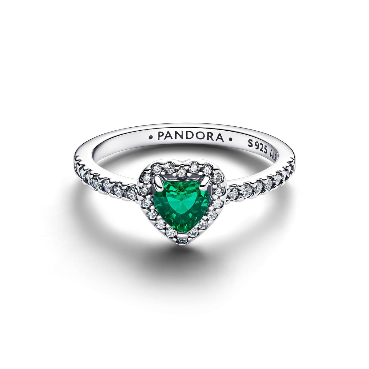 Pandora Elevated Royal Green Heart Ring