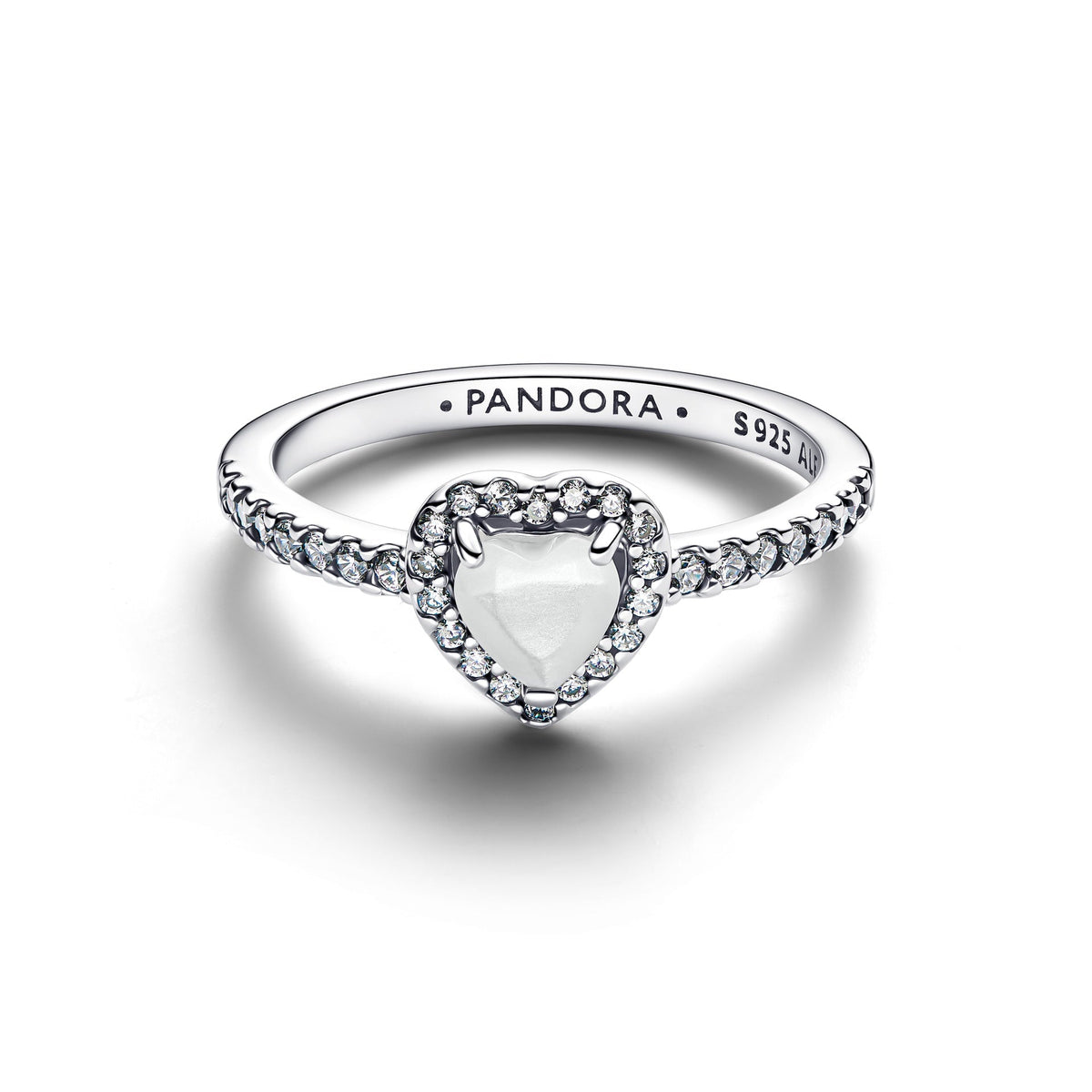 Pandora Elevated White Heart Ring
