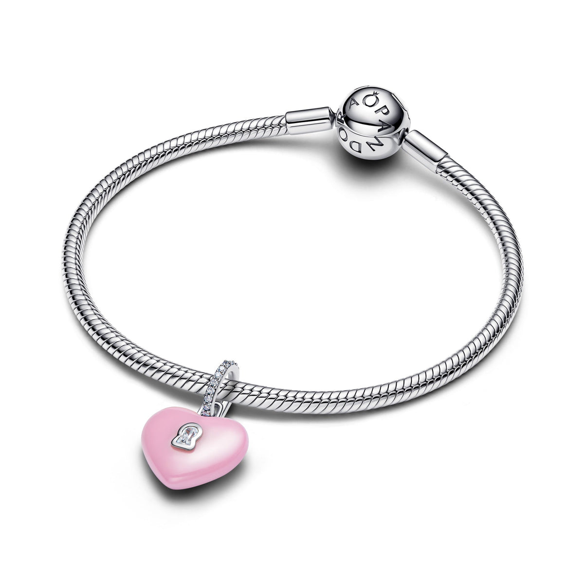 Pandora Pink Ceramic Heart Padlock Dangle Charm
