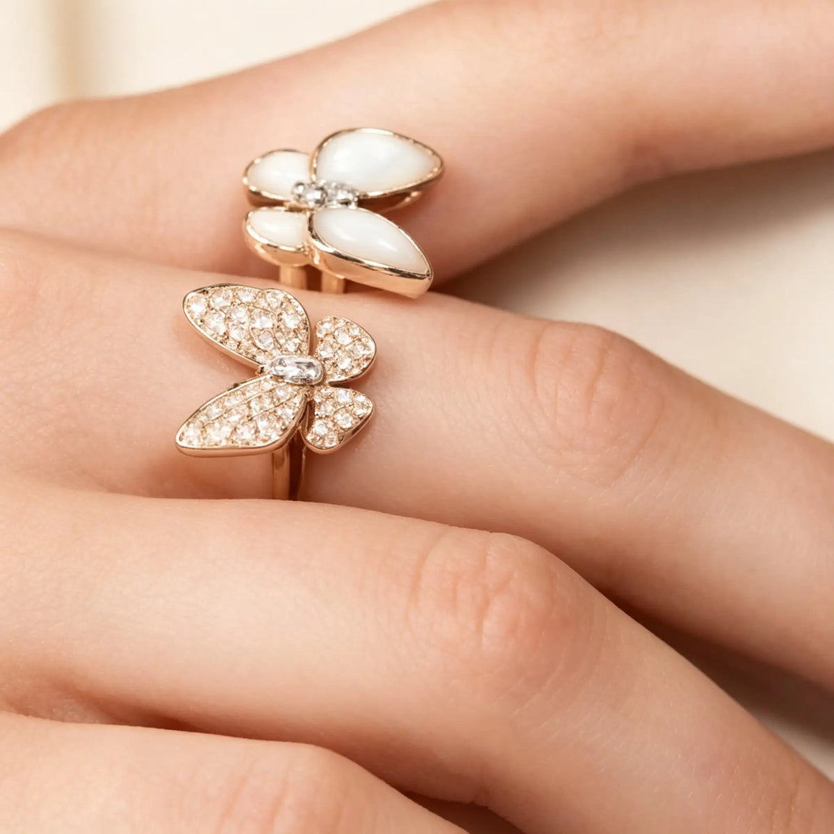 Van Cleef & Arpels Two Butterfly Collection Double Butterfly Ring