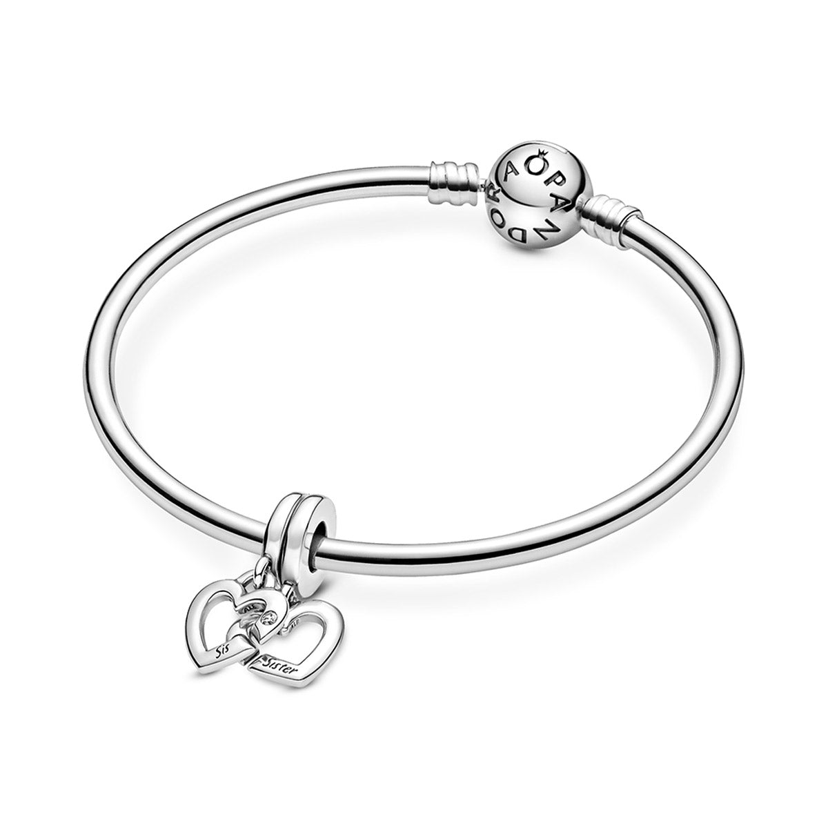 Pandora Linked Sister Hearts Split Dangle Charm