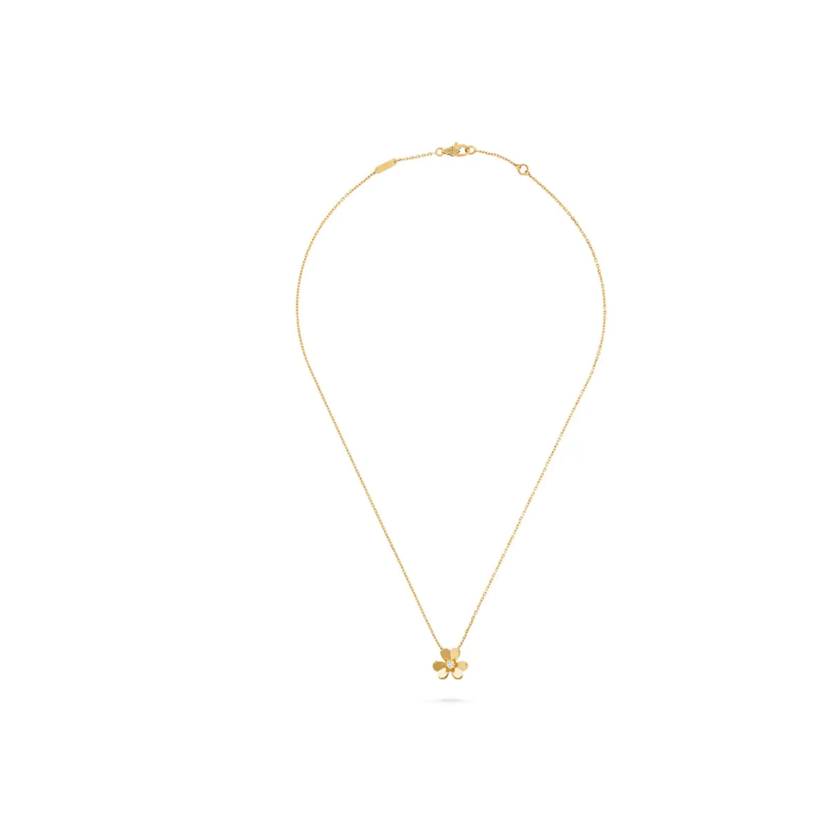 Van Cleef & Arpels Frivole collection mini diamond-set clover necklace
