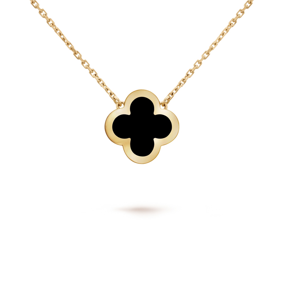 Van Cleef & Arpels Pure Alhambra Collection Black Onyx Four-Leaf Clover Necklace
