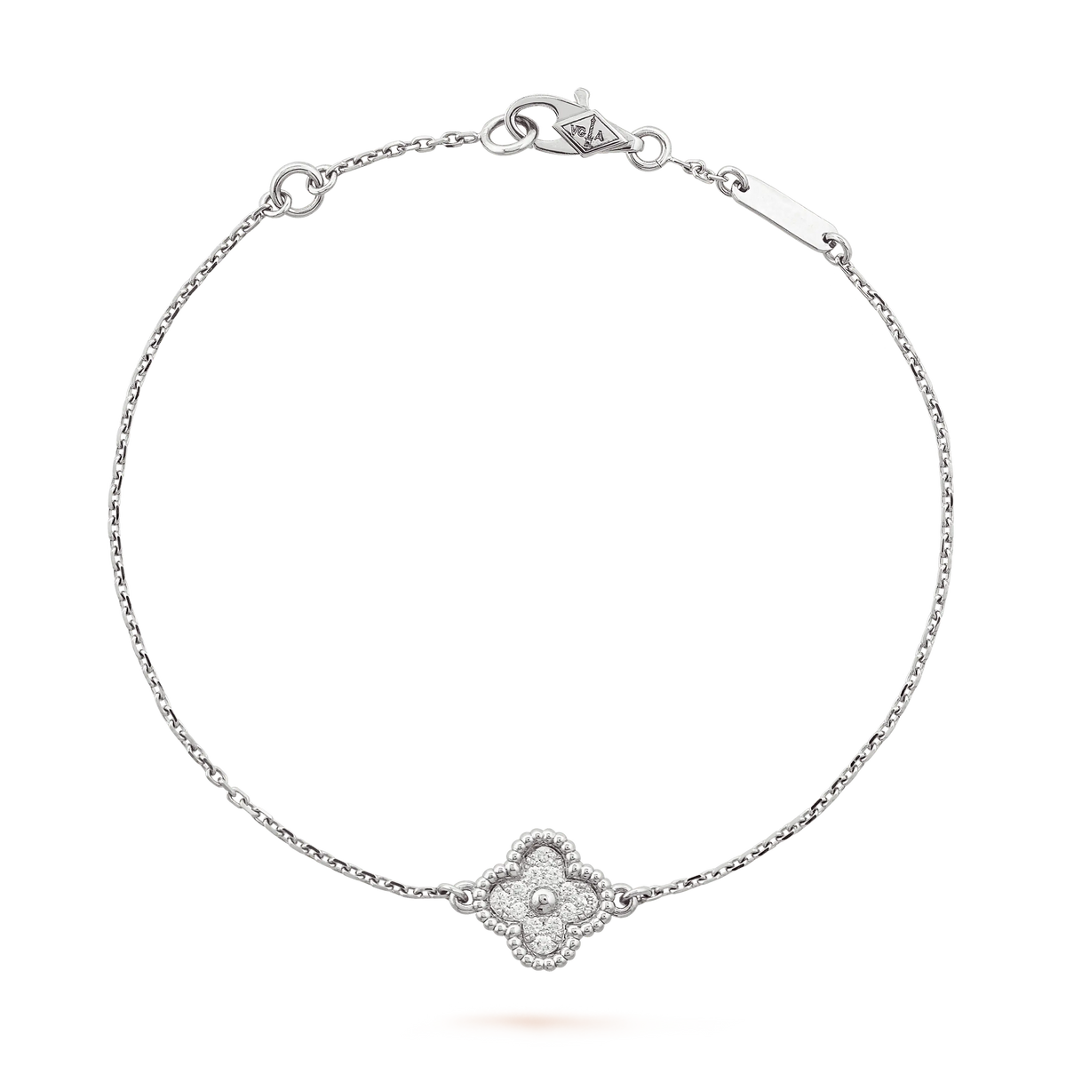 Van Cleef & Arpels Sweet Alhambra Collection Single Flower Full Diamond Bracelet