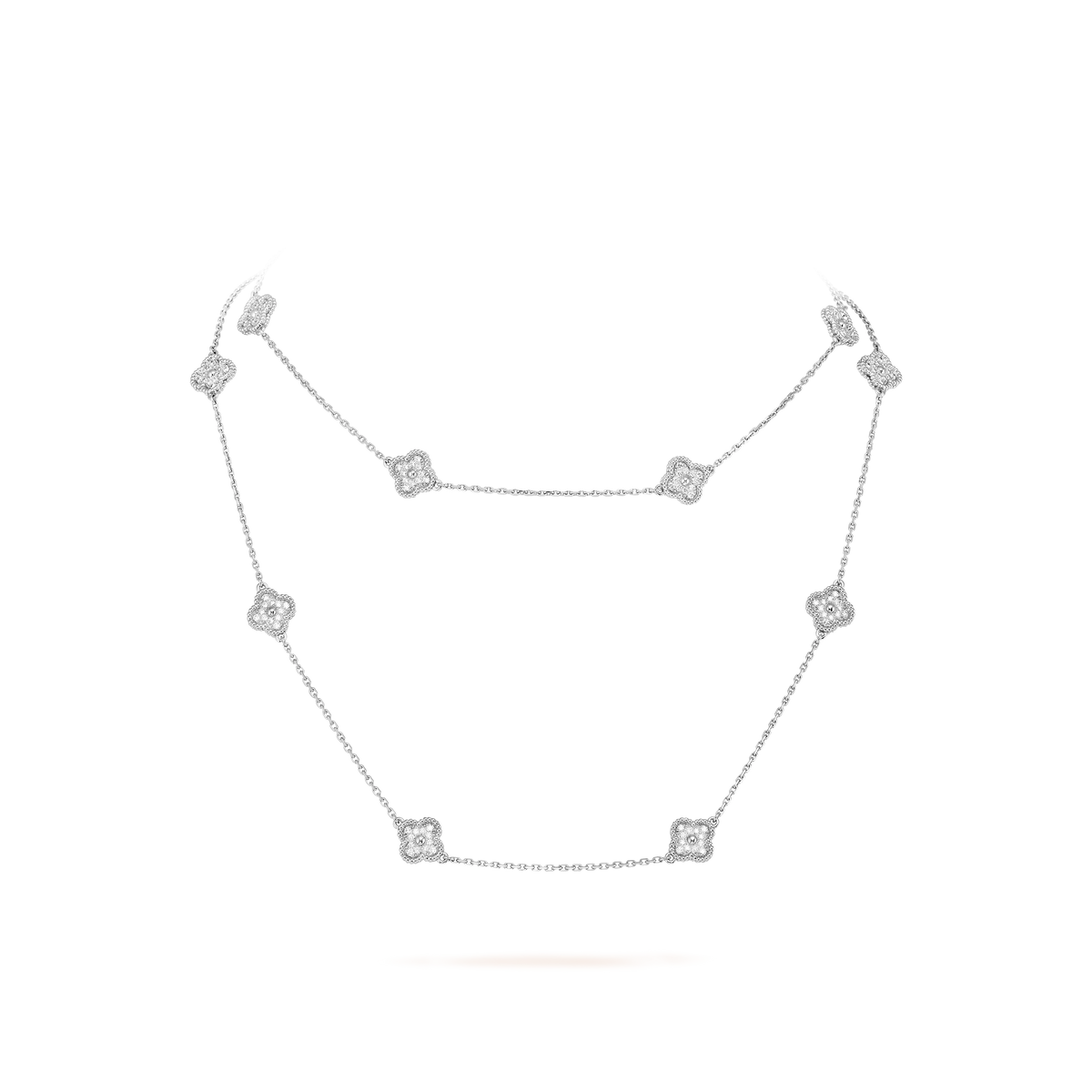Van Cleef & Arpels Sweet Alhambra Collection Full Diamond Long Necklace