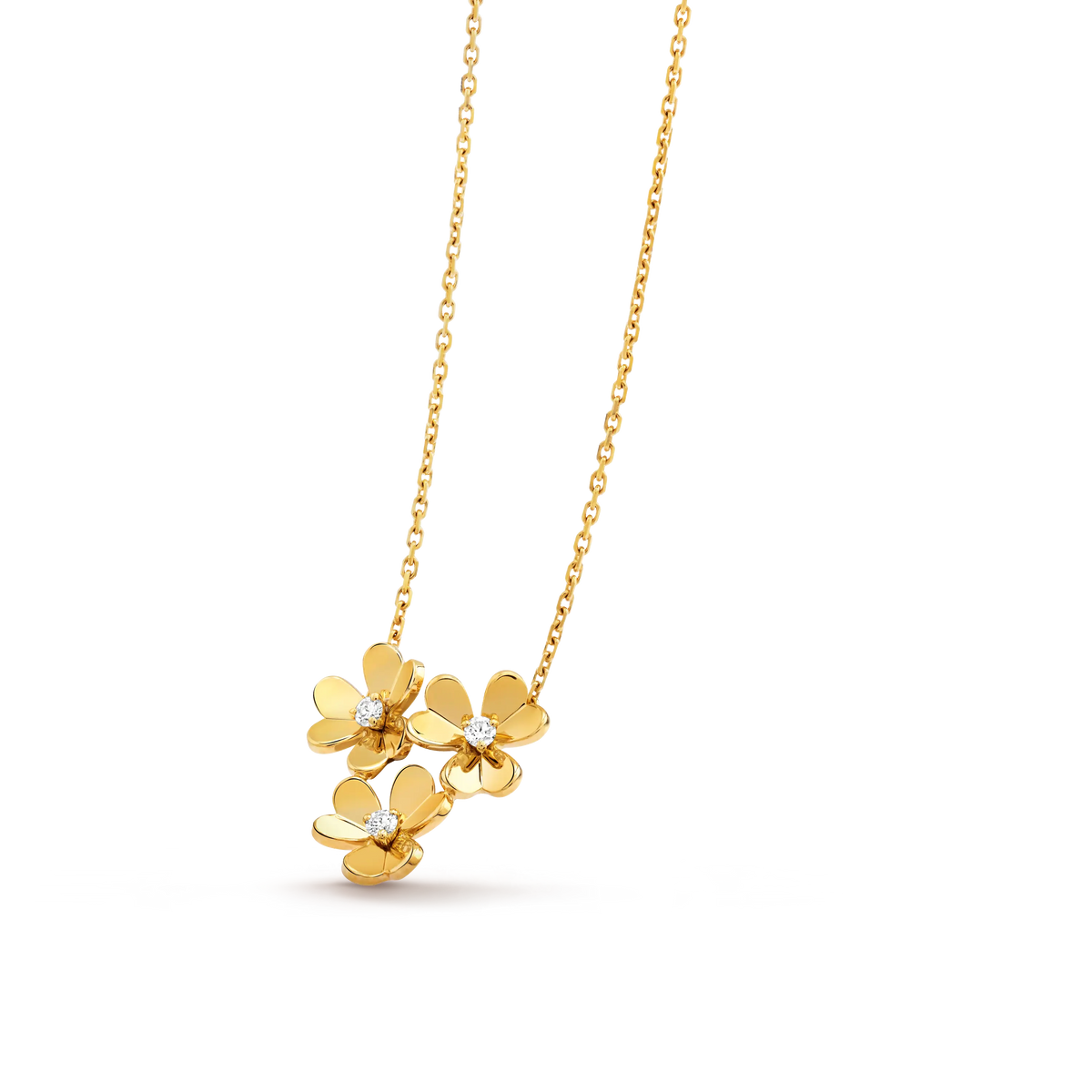 Van Cleef & Arpels Frivole Collection Mini Three-Flower Diamond Necklace