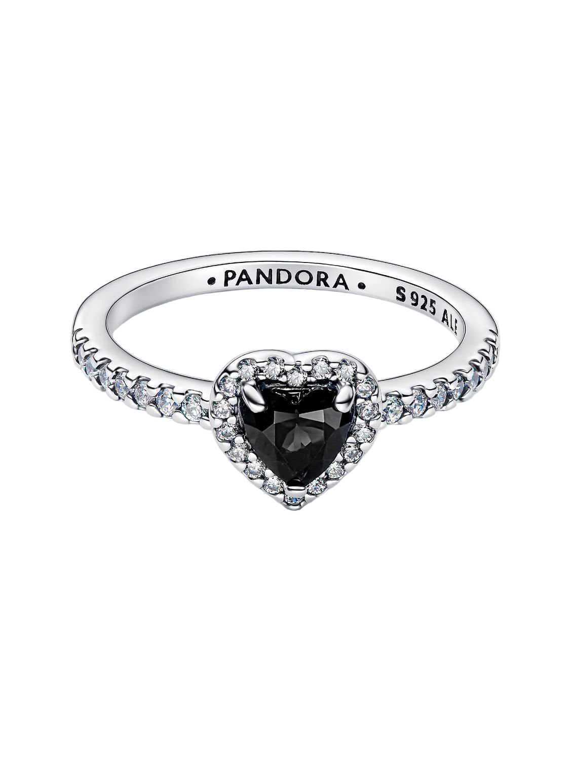 Pandora Elevated Black Heart Ring