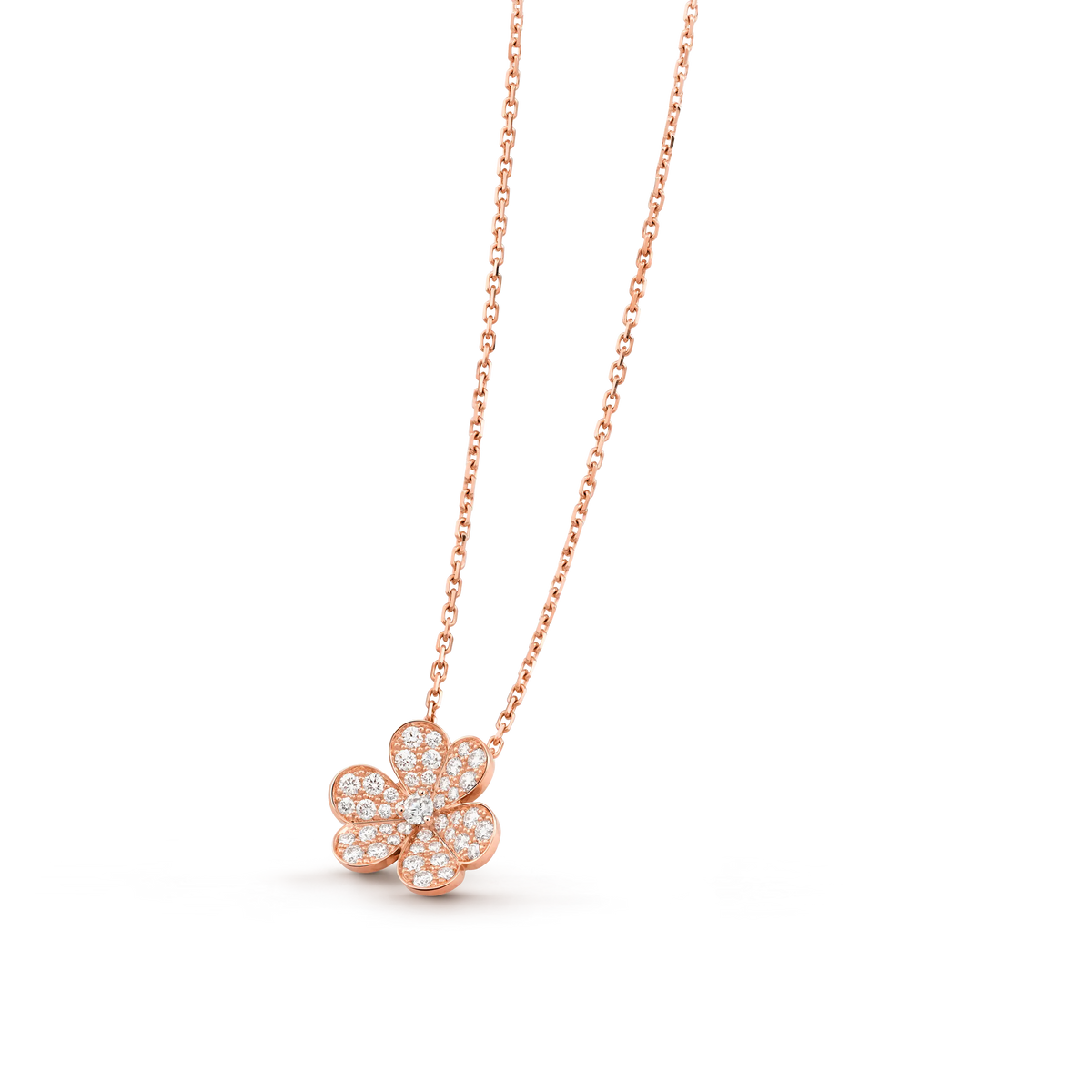 Van Cleef & Arpels Frivole Collection Clover Full Diamond Necklace