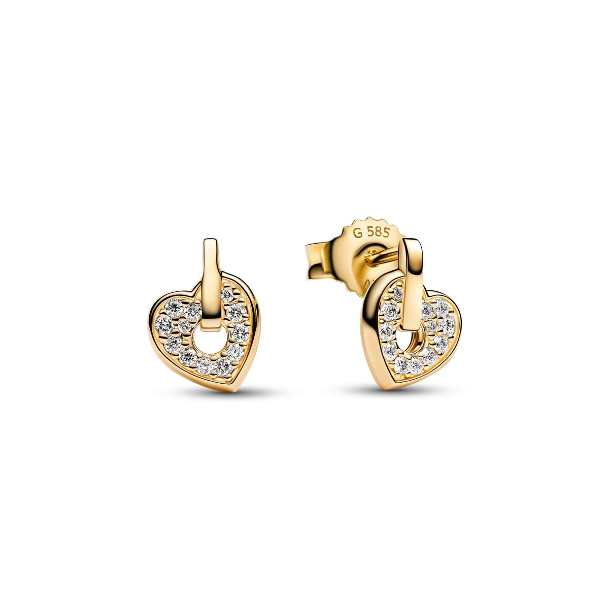 Pandora Talisman 14k Gold Lab-grown Diamond Pavé Heart Stud Earrings