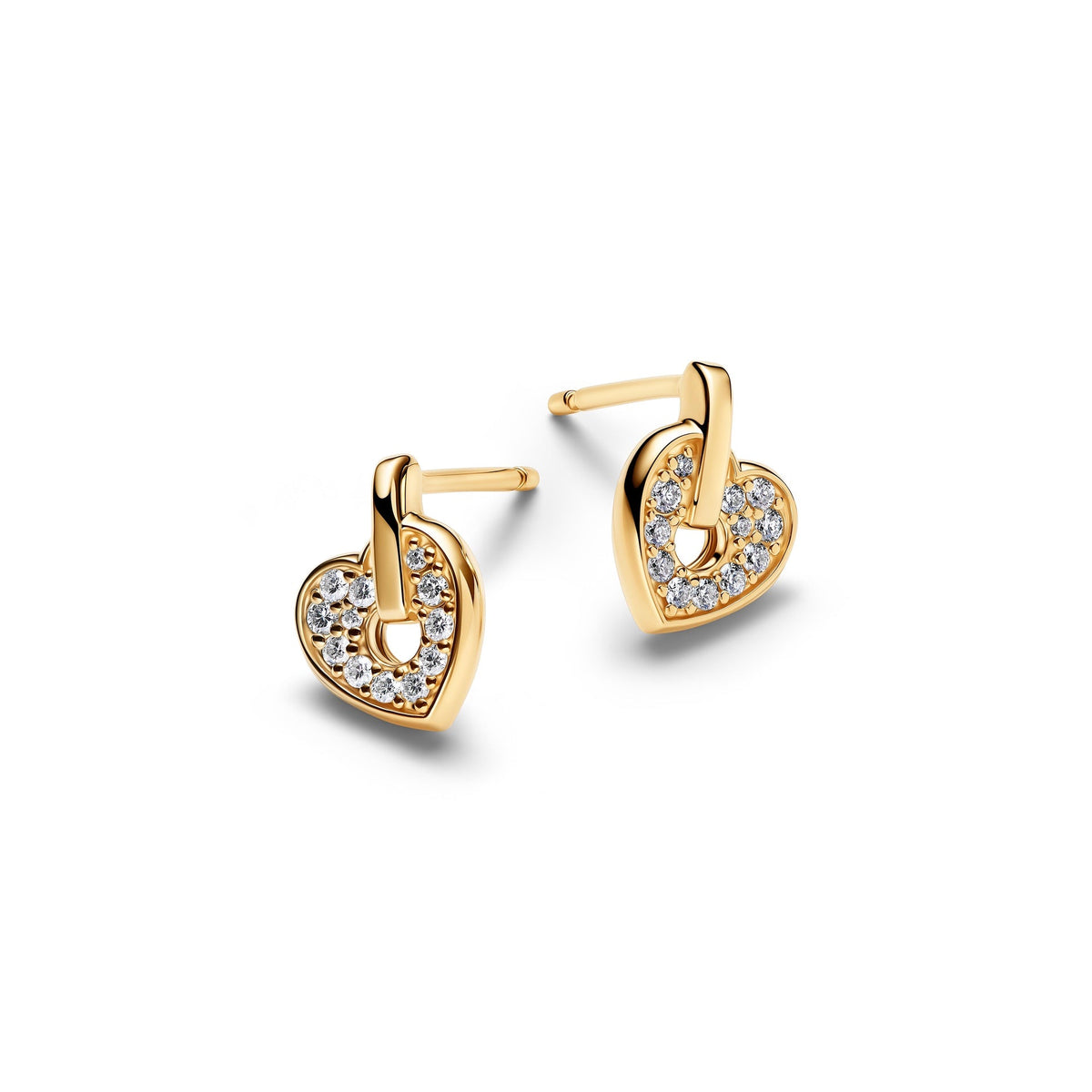 Pandora Talisman 14k Gold Lab-grown Diamond Pavé Heart Stud Earrings