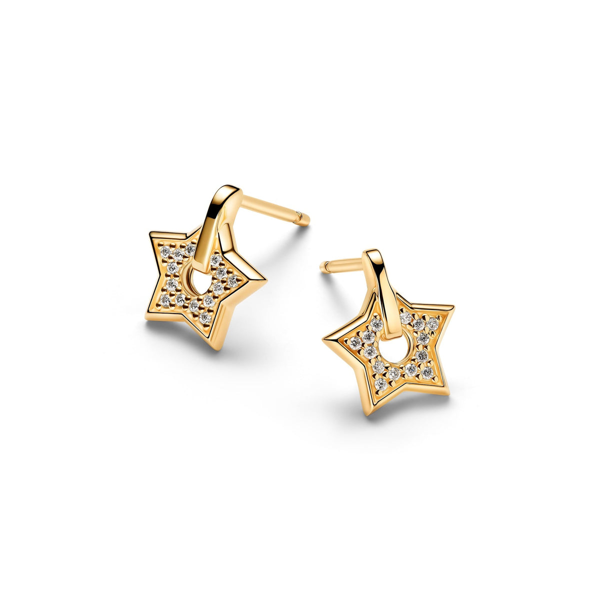 Pandora Talisman 14k Gold Lab-grown Diamond Pavé Star Stud Earrings