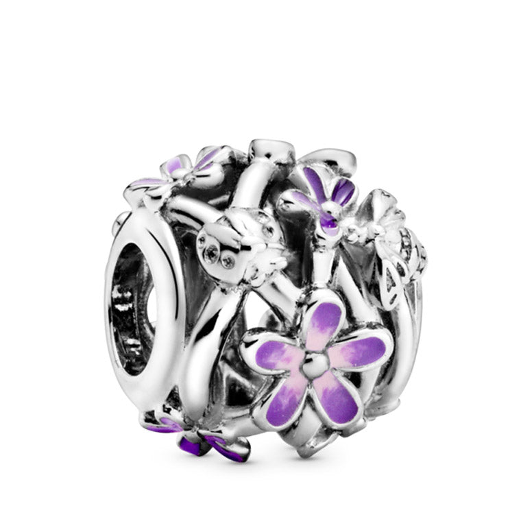 Pandora Openwork Purple Daisy Charm
