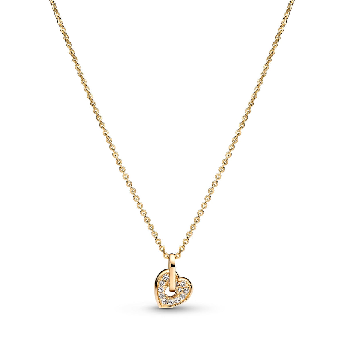 Pandora Talisman 14k Gold Lab-grown Diamond Pavé Heart Pendant Necklace