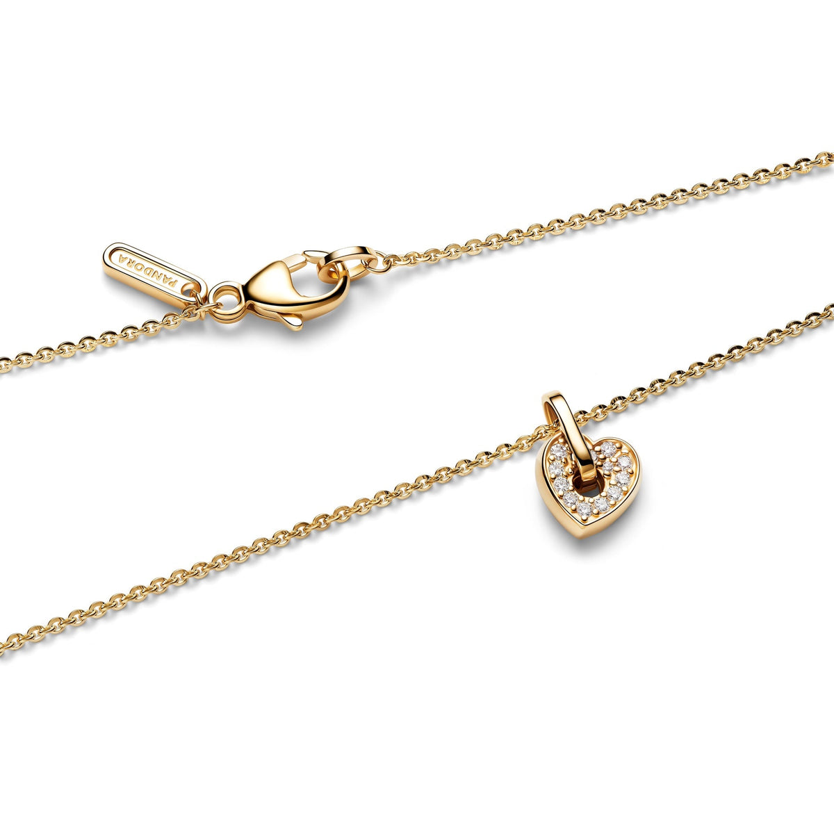 Pandora Talisman 14k Gold Lab-grown Diamond Pavé Heart Pendant Necklace