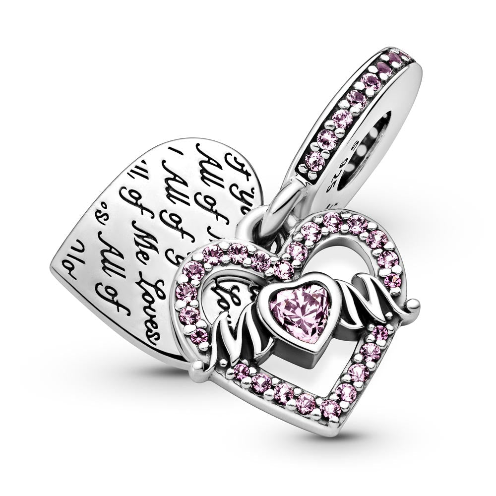 Pandora Pink Heart Mom Dangle Charm