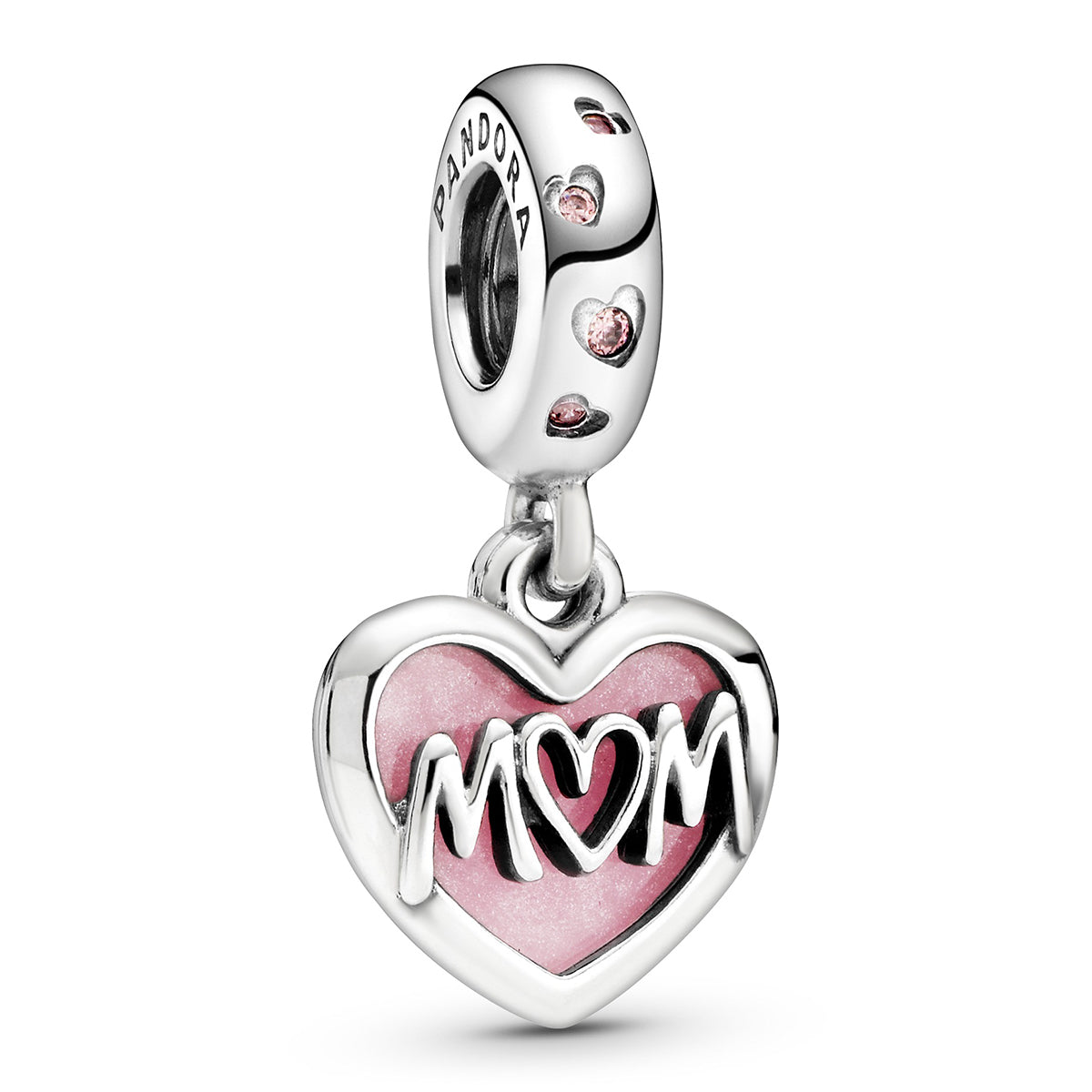 Pandora Mom Script Heart Dangle Charm