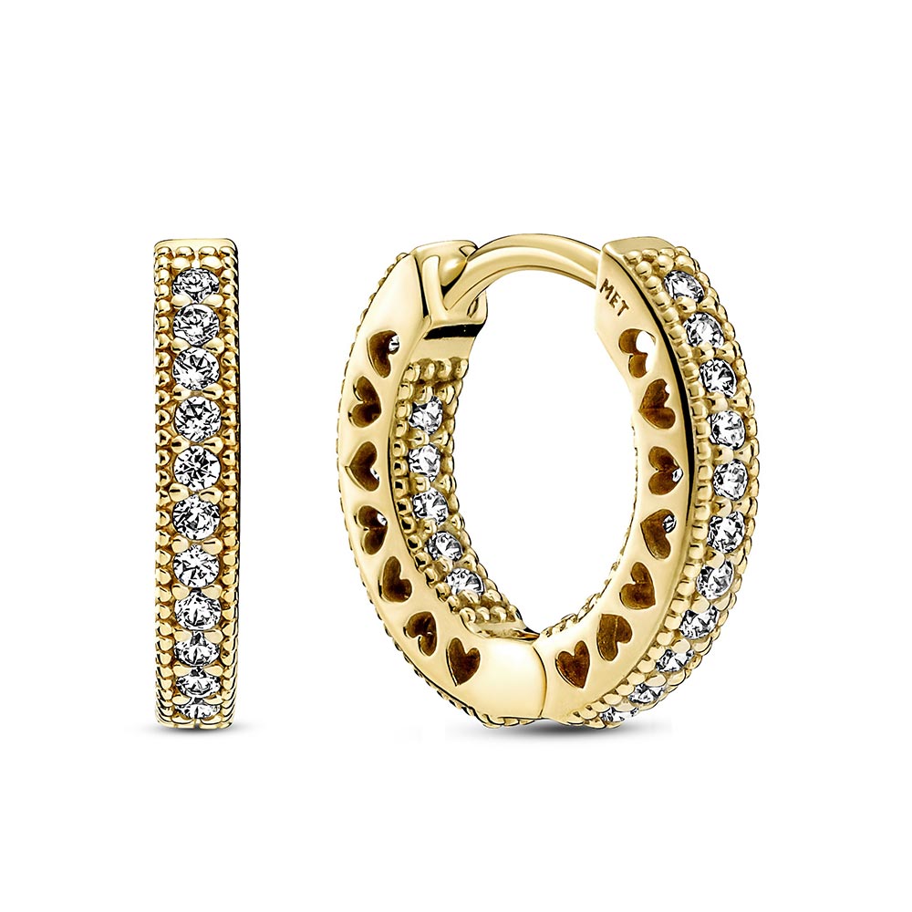 Pandora Hearts of Pandora Clear CZ 15MM Hoop Earrings