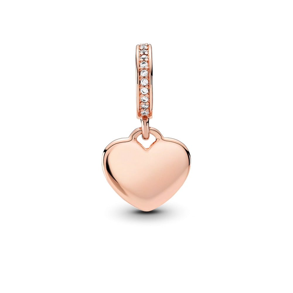 Pandora Engravable Silver Dangle Heart Charm
