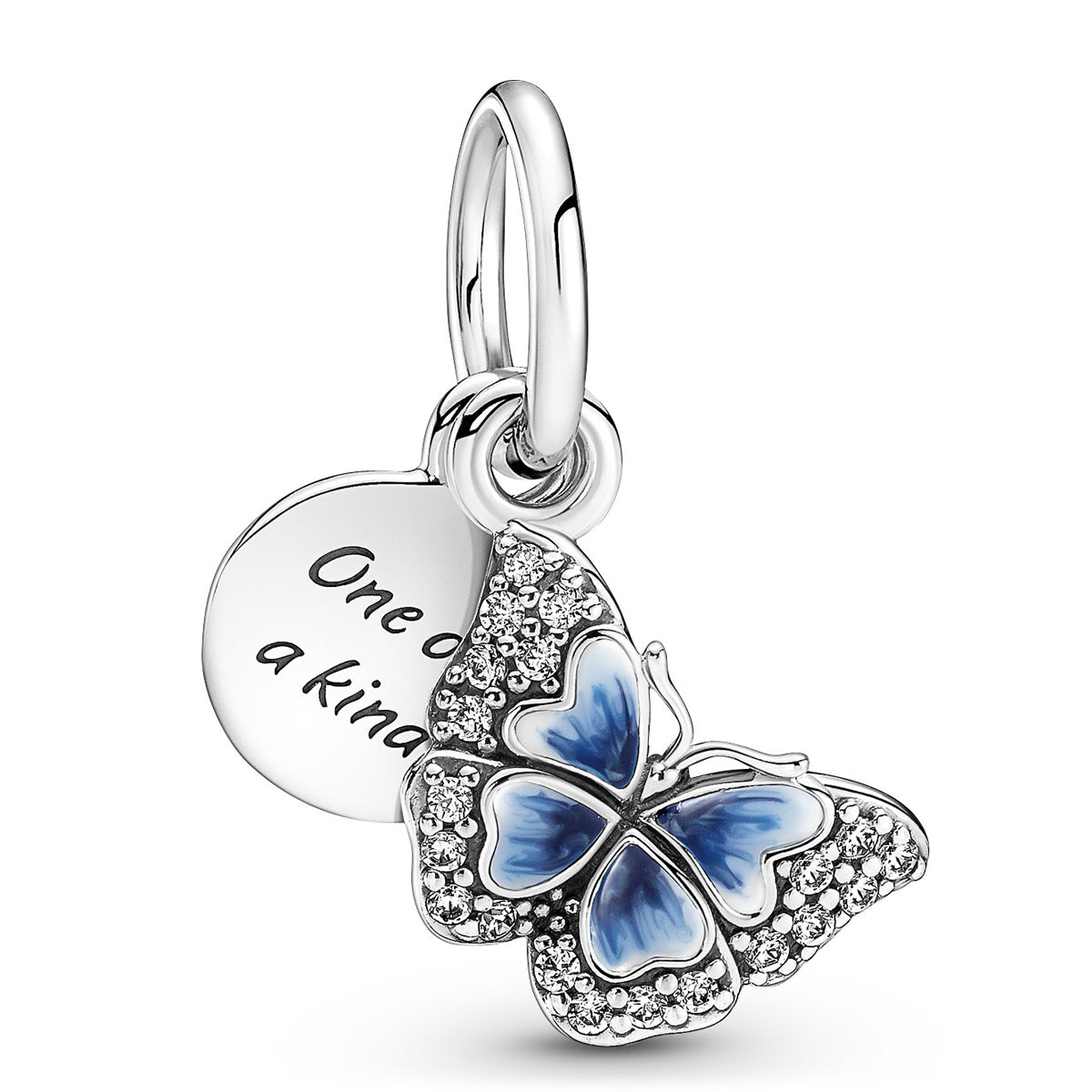 Pandora Blue Butterfly & Quote Double Dangle Charm