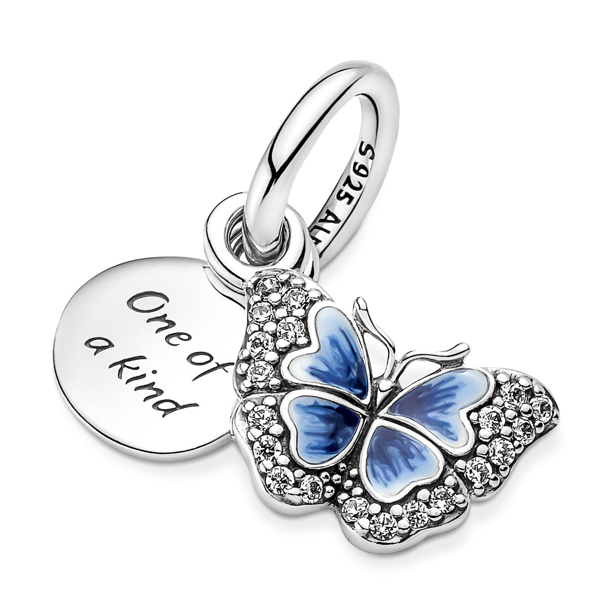 Pandora Blue Butterfly & Quote Double Dangle Charm