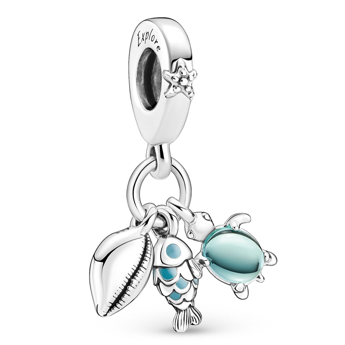 Pandora Fish, Sea Turtle & Conch Triple Dangle Charm