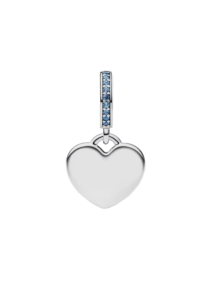 Pandora Engravable Heart Blue Stone Dangle Charm