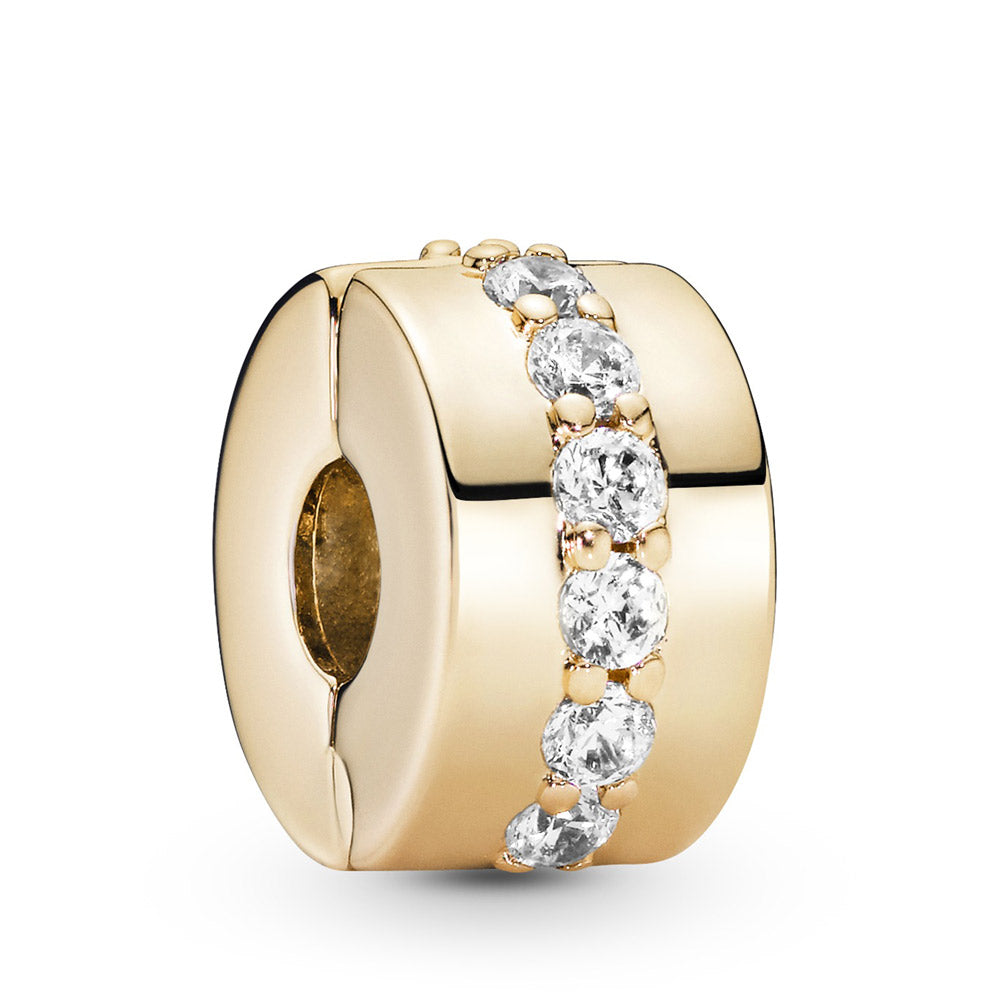 Pandora 14k Gold Sparkling Row Clip Charm