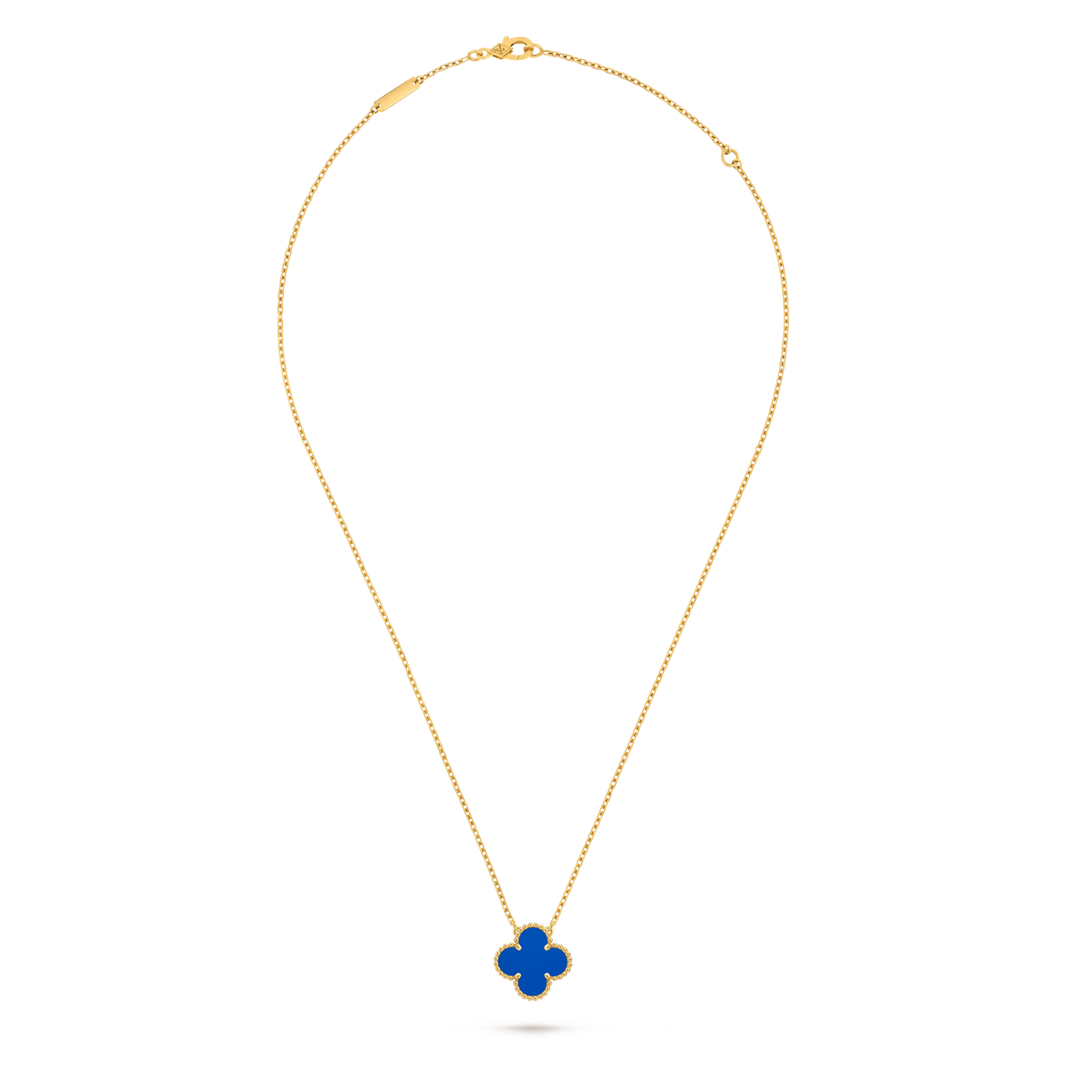 Van Cleef & Arpels Vintage Alhambra Collection Blue Agate Four-Leaf Clover Necklace
