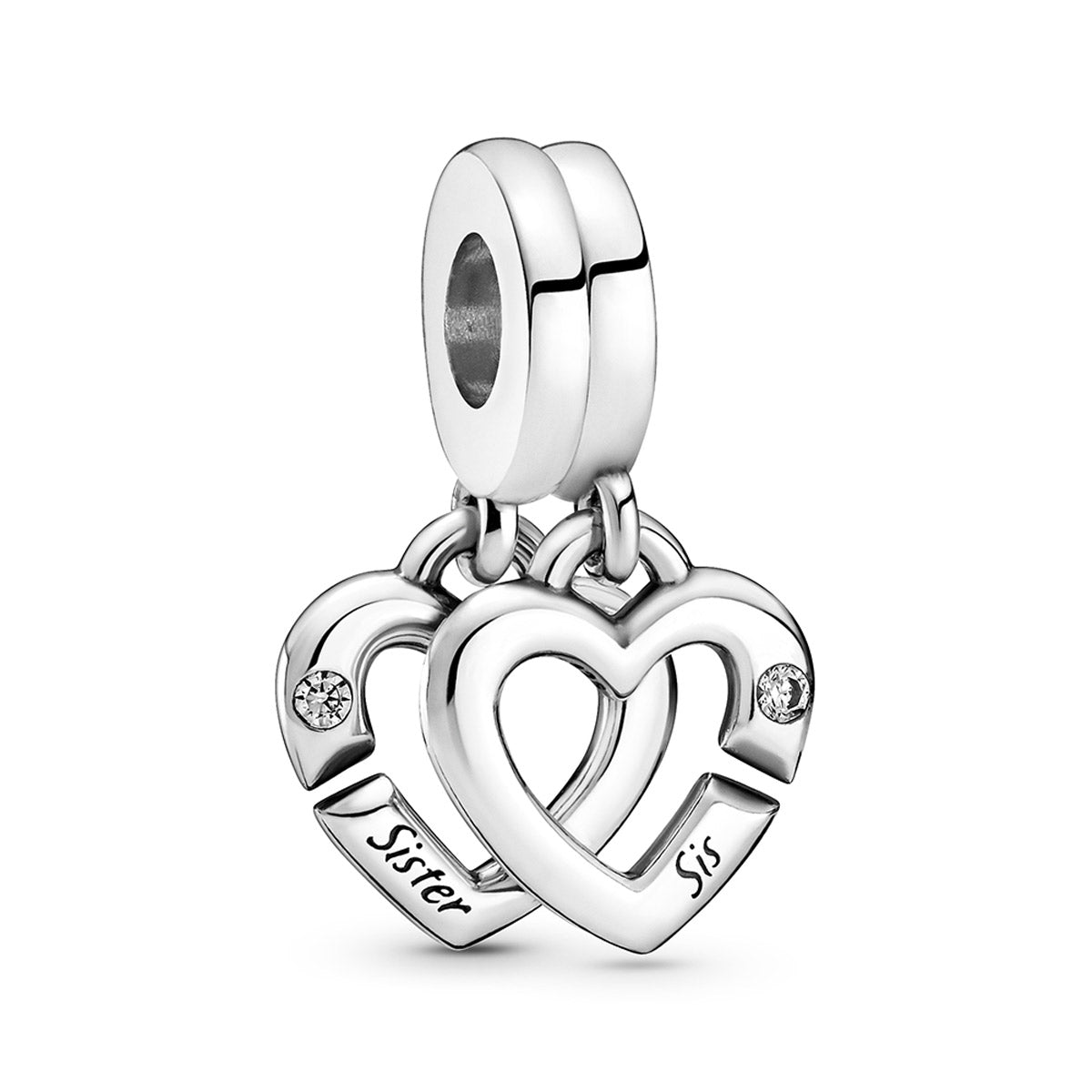 Pandora Linked Sister Hearts Split Dangle Charm