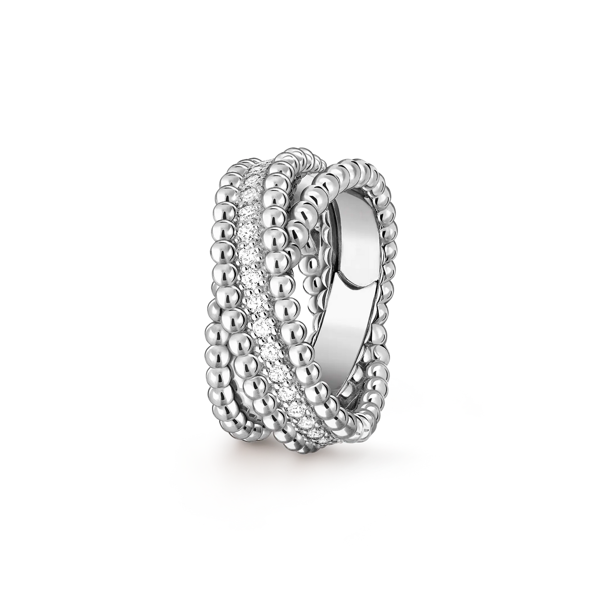 Van Cleef & Arpels Perlée Diamonds Duo collection double-ring diamond ring