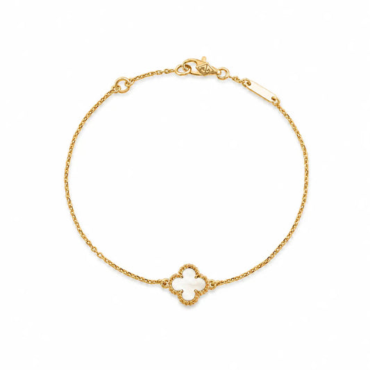 Van Cleef & Arpels Sweet Alhambra collection single-flower four-leaf clover bracelet,