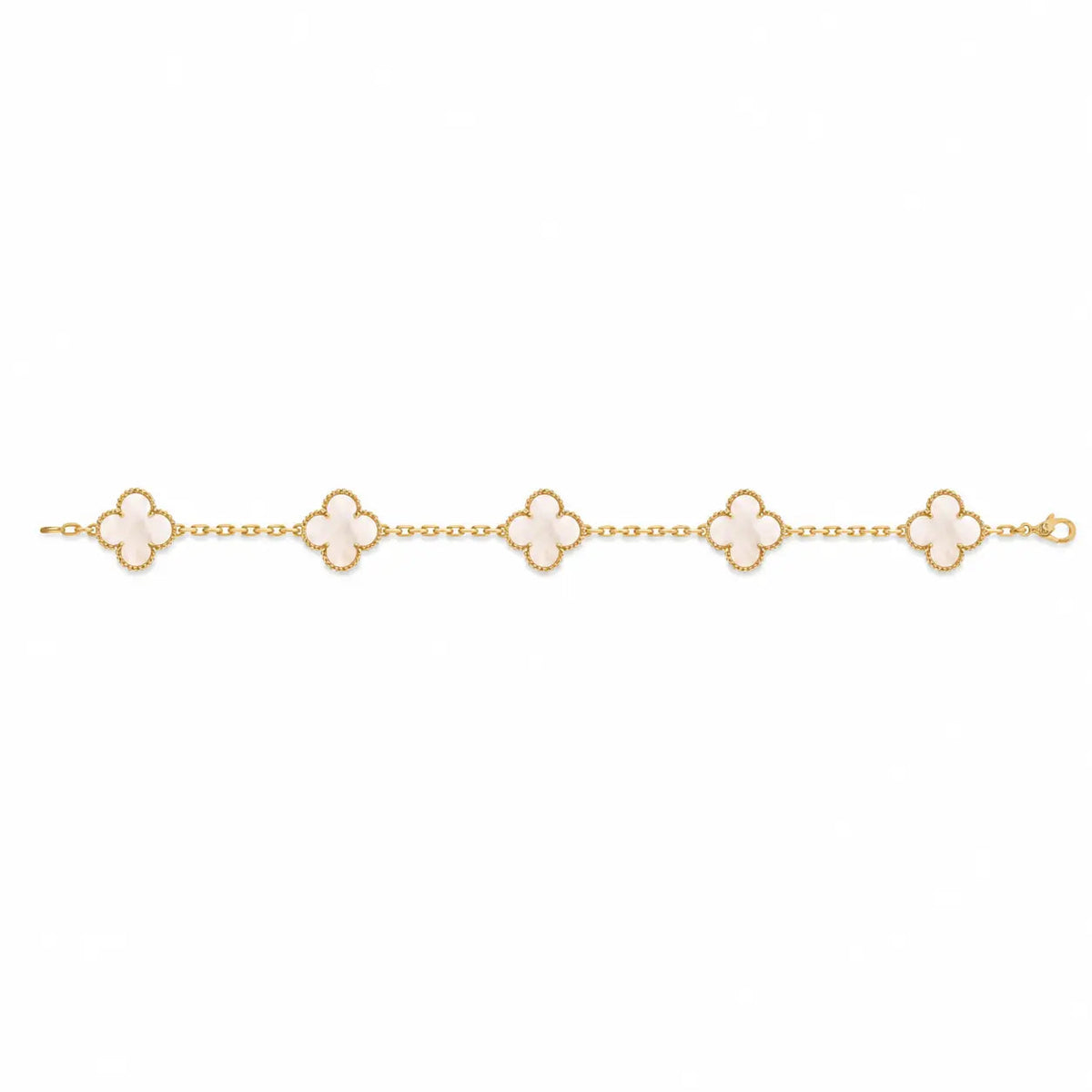 Van Cleef & Arpels Vintage Alhambra 5-motif bracelet in white mother-of-pearl