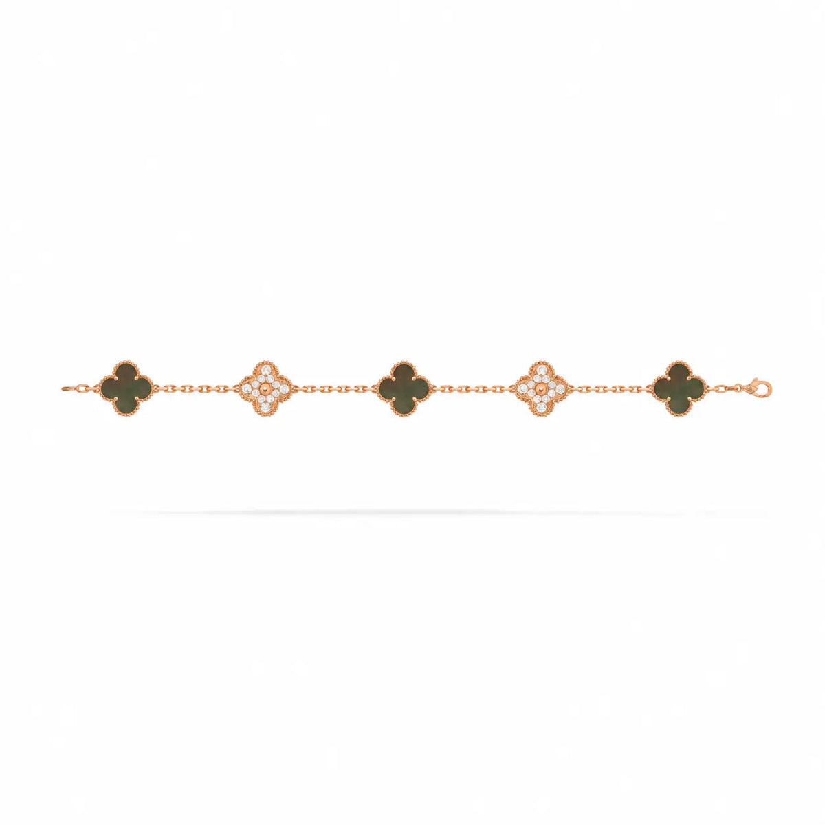 Van Cleef & Arpels Vintage Alhambra 5-motif bracelet in grey mother-of-pearl and diamonds