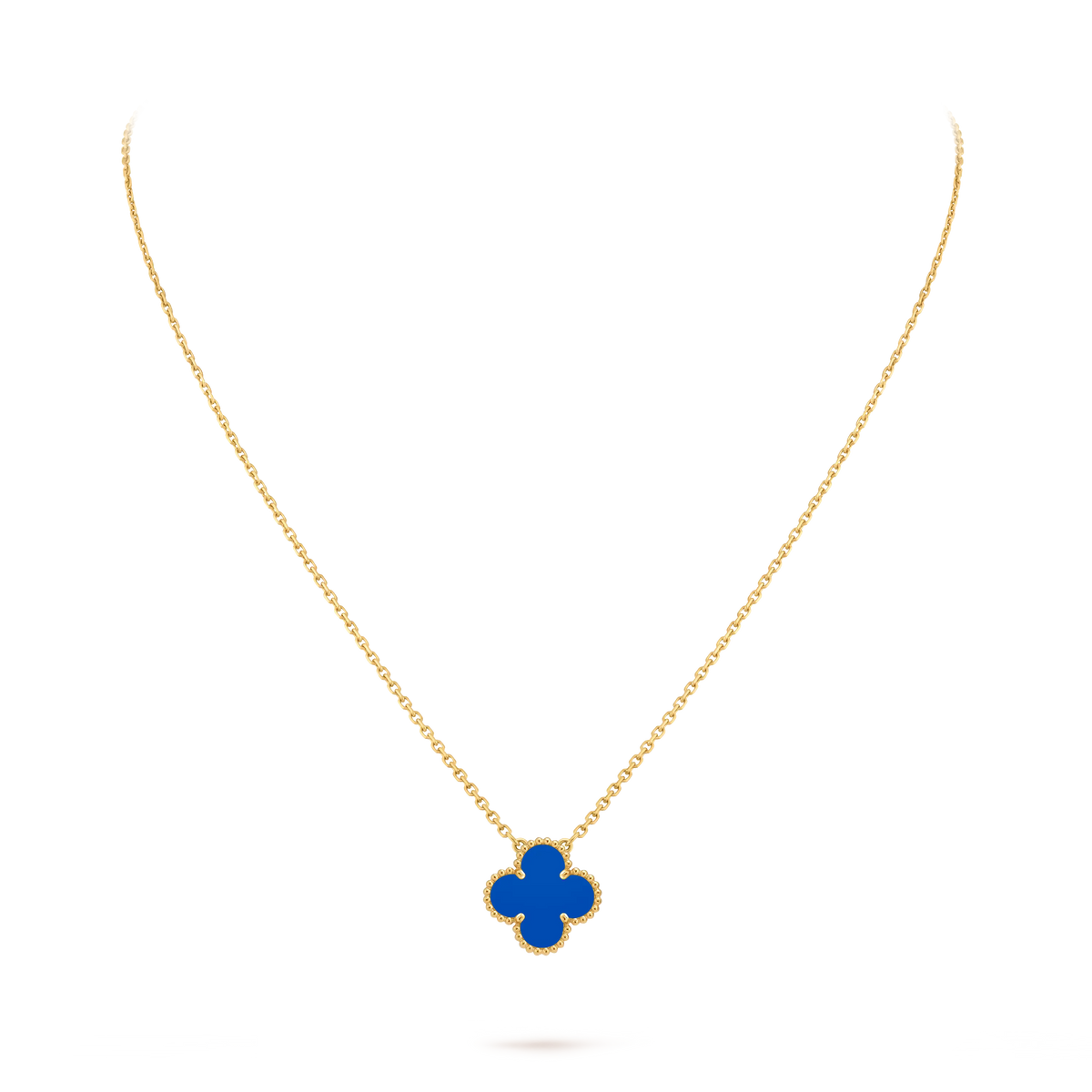 Van Cleef & Arpels Vintage Alhambra Collection Blue Agate Four-Leaf Clover Necklace