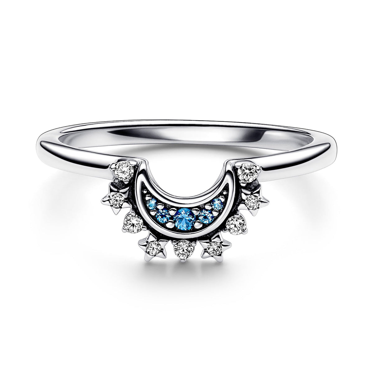 Celestial Blue Sparkling Moon Ring