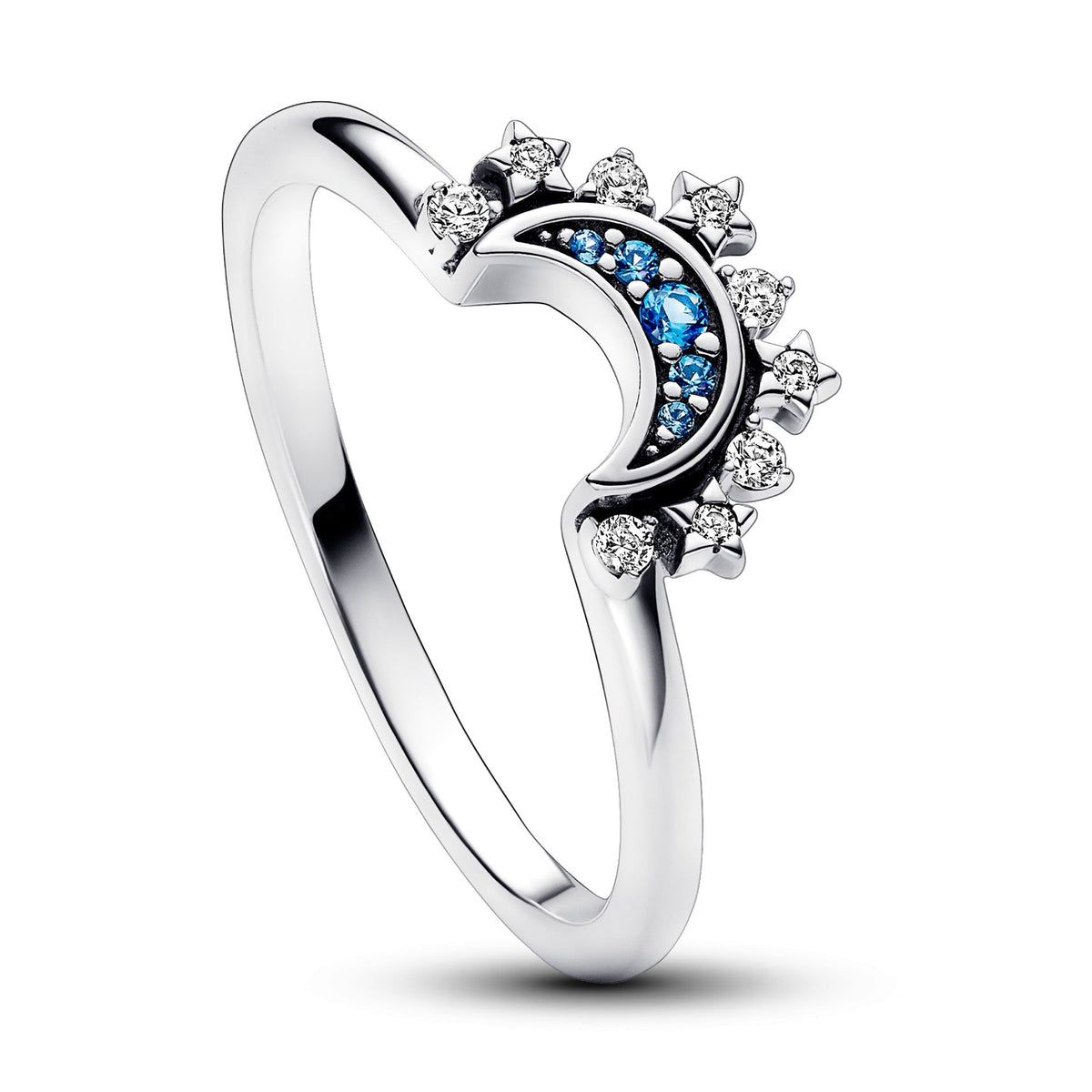 Celestial Blue Sparkling Moon Ring