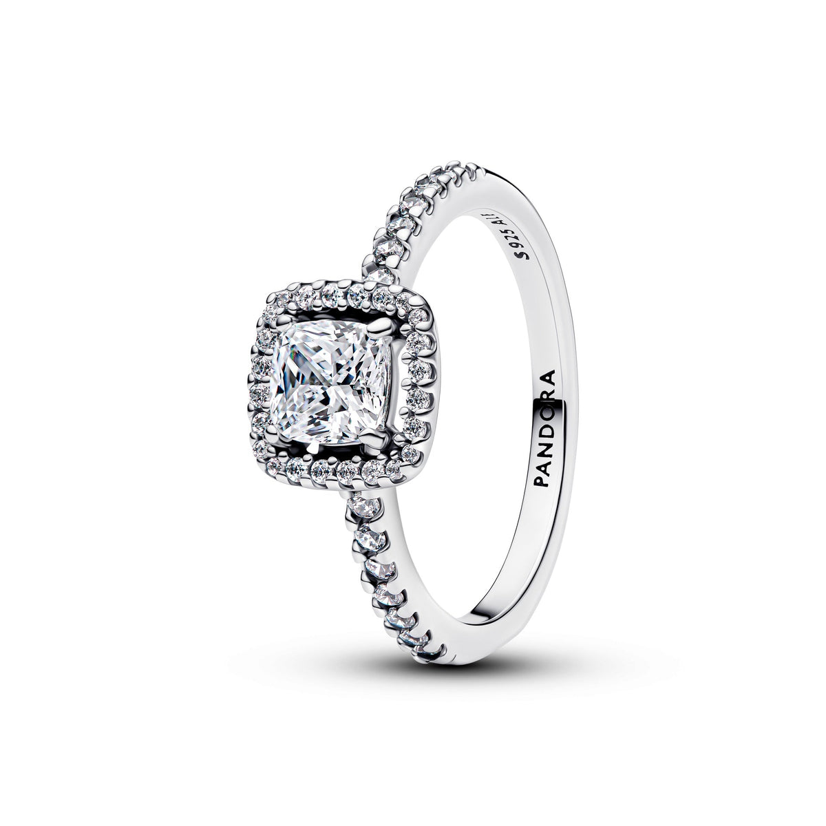 Pandora Sparkling Square Halo Ring