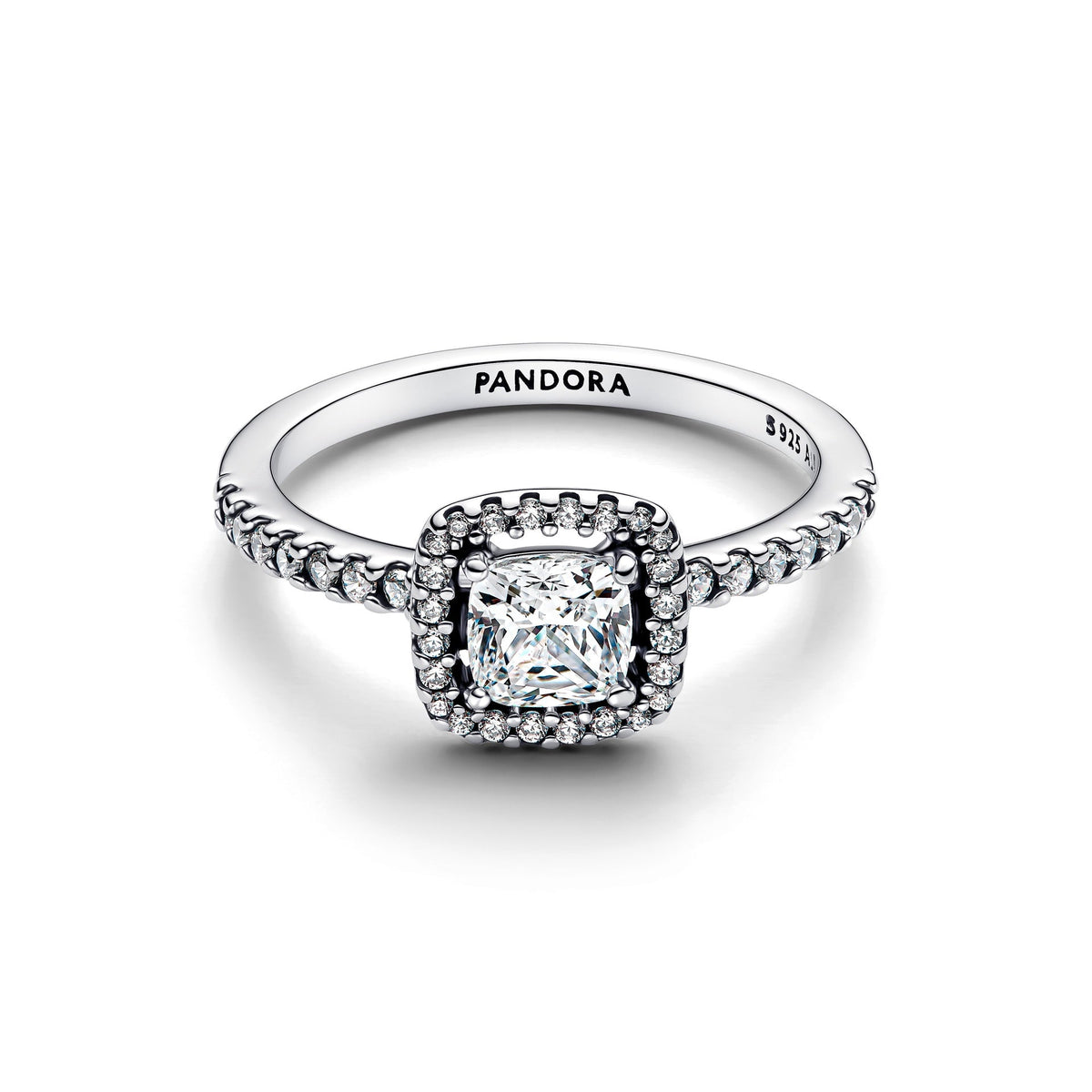 Pandora Sparkling Square Halo Ring
