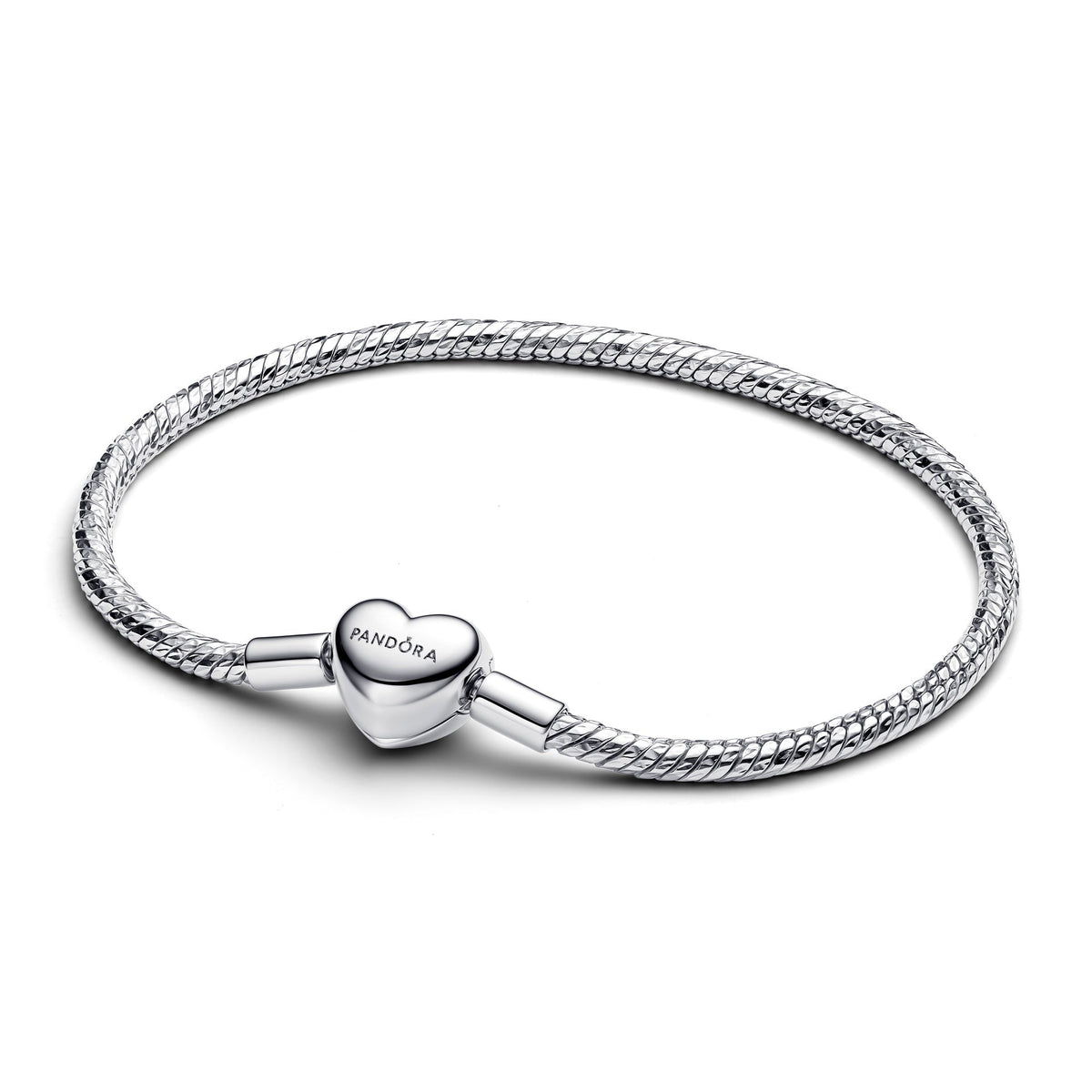 Pandora Heart Clasp Faceted Snake Chain Bracelet