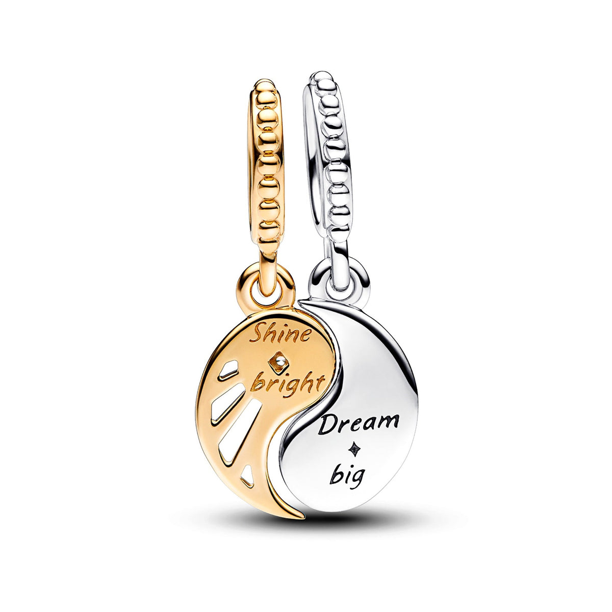 Two-tone Splittable Sun & Moon Dangle Charm