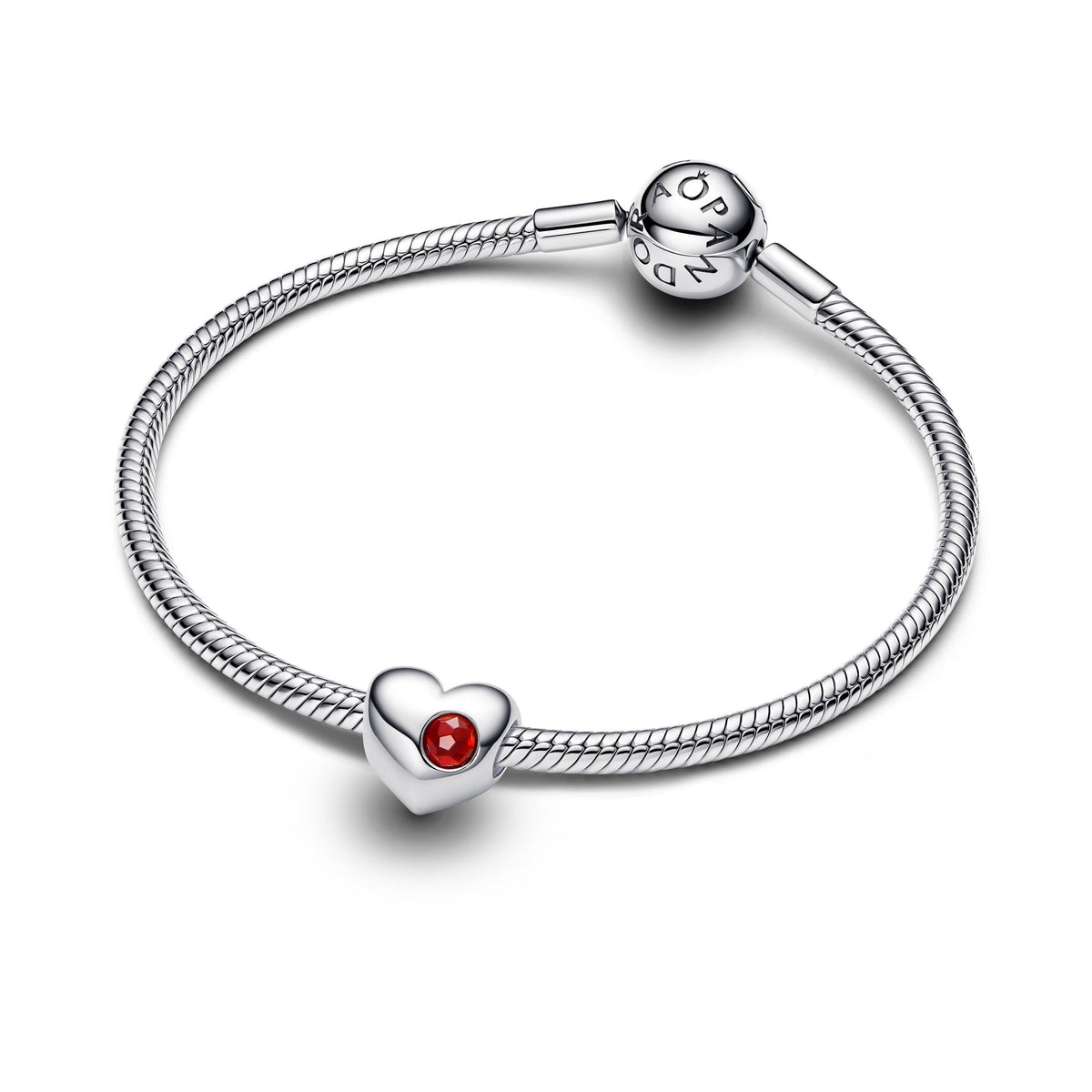 Pandora Engravable Red Stone Heart Charm