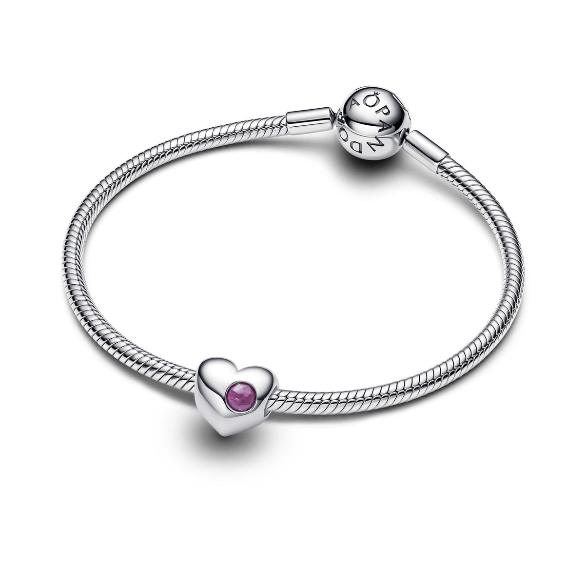 Pandora Engravable Purple Stone Heart Charm